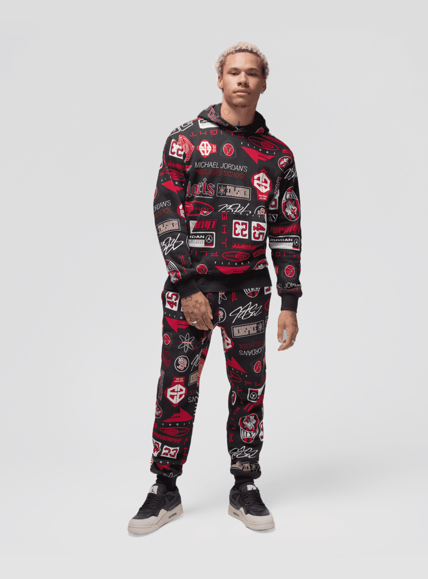 Jordan, Essentials All Over Print Fleece Pullover, black, Image 6 of 6