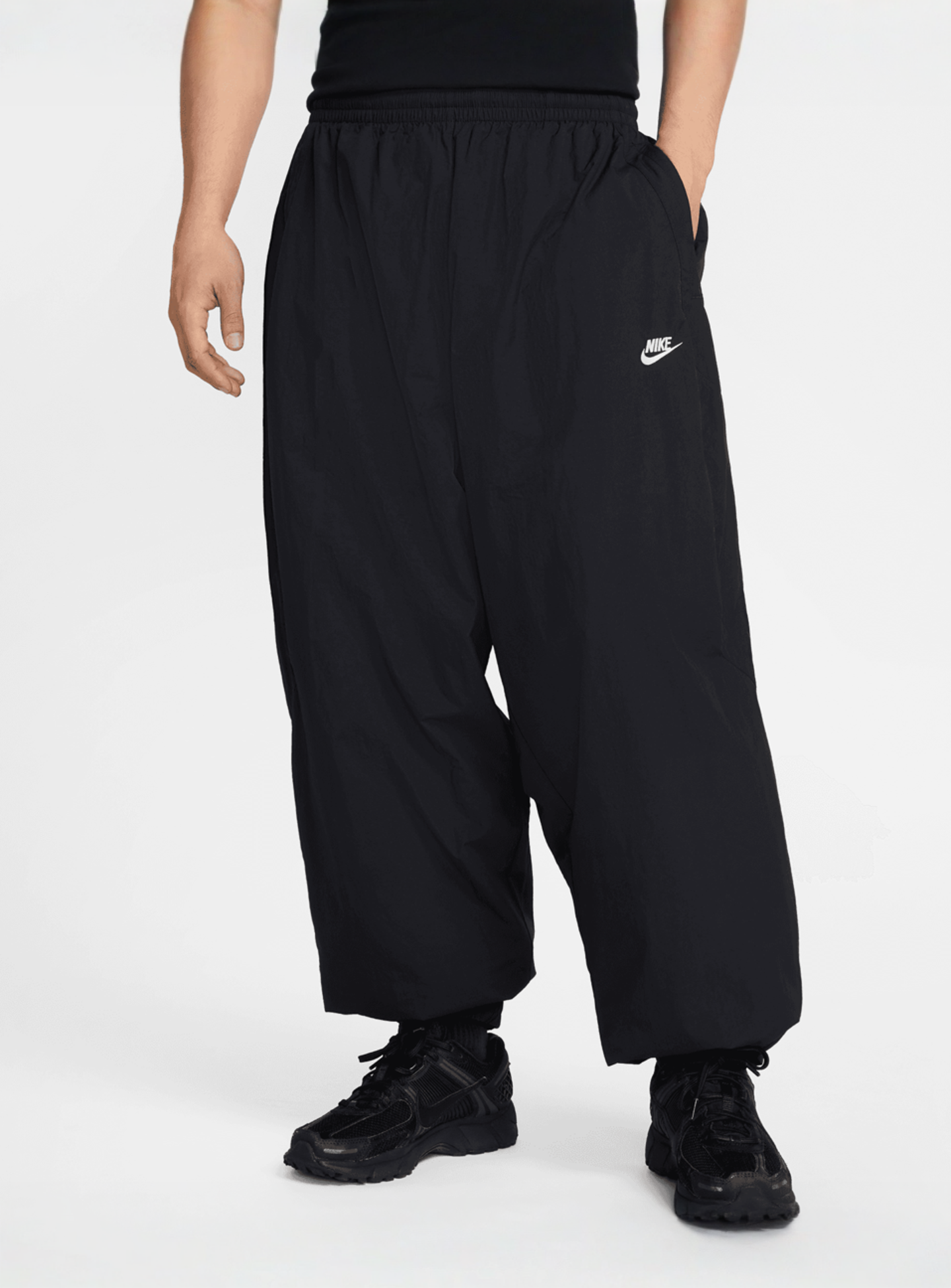 Nike, Club Woven Oversized Track Pants, black, Image 1 of 6