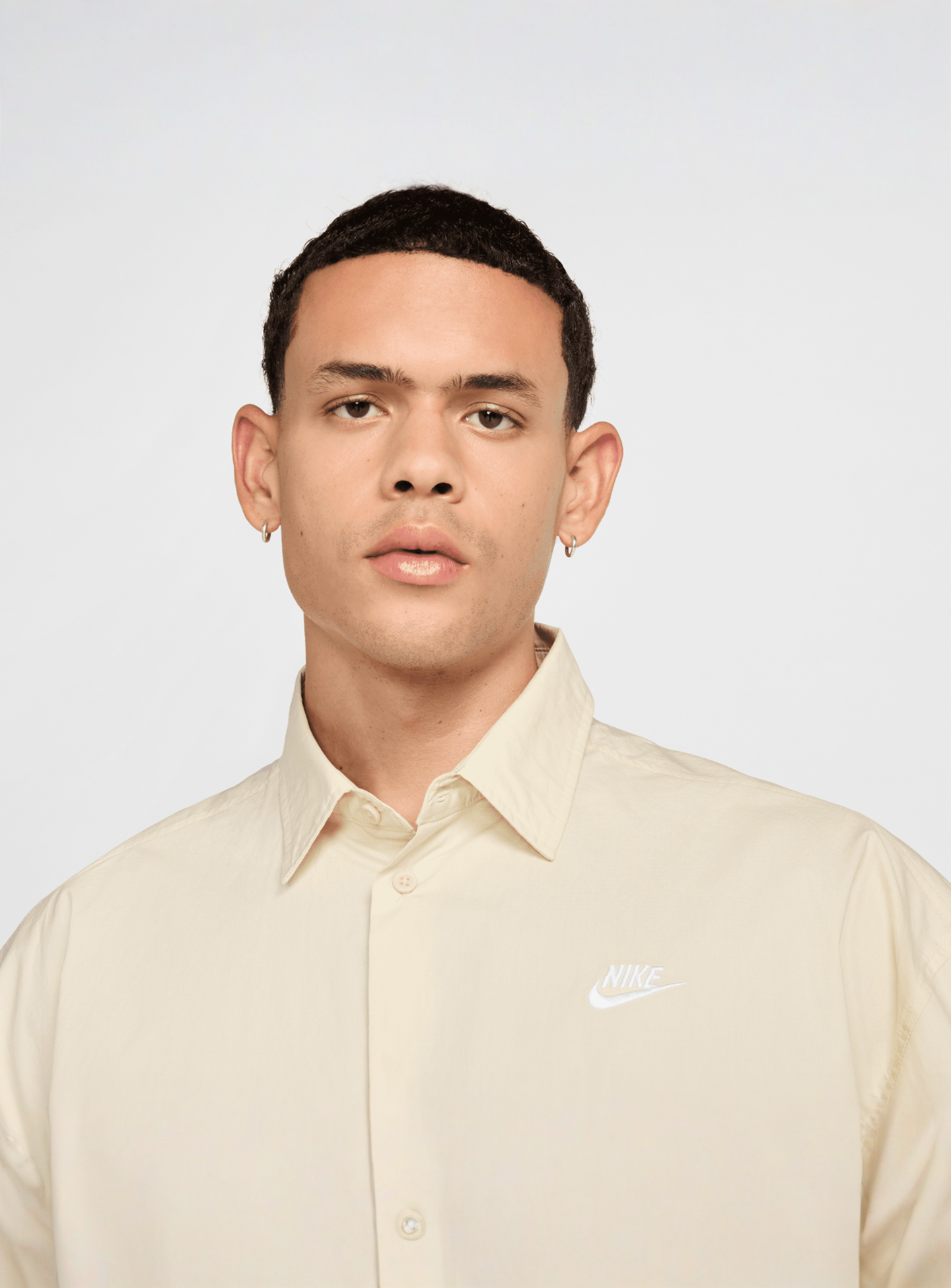 Nike, Club Short Sleeve Buttoned Oversized Shirt, beige, Image 3 of 6