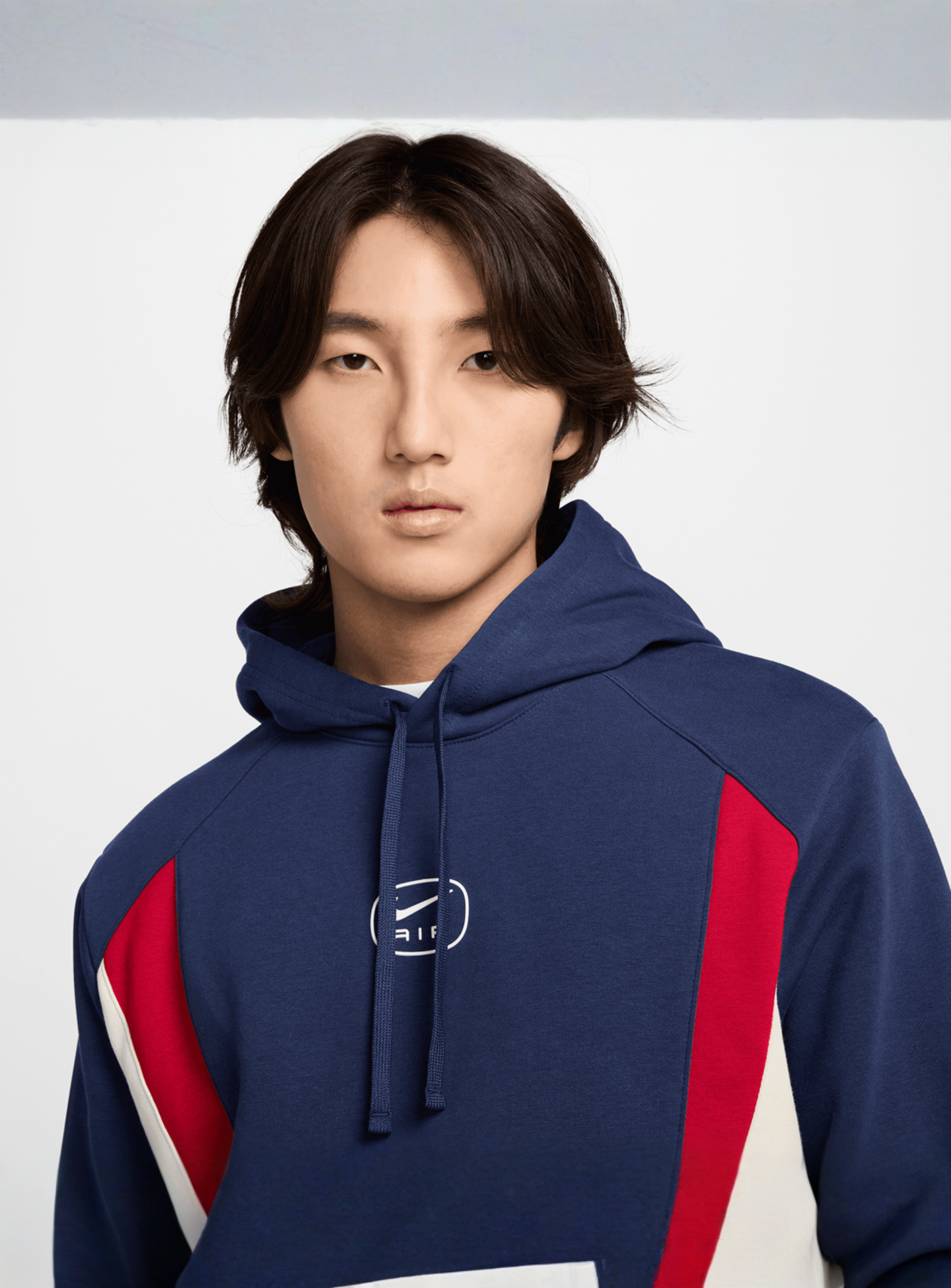 Nike, Sportswear Swoosh Air Fleece Hoodie, blue, Image 3 of 5