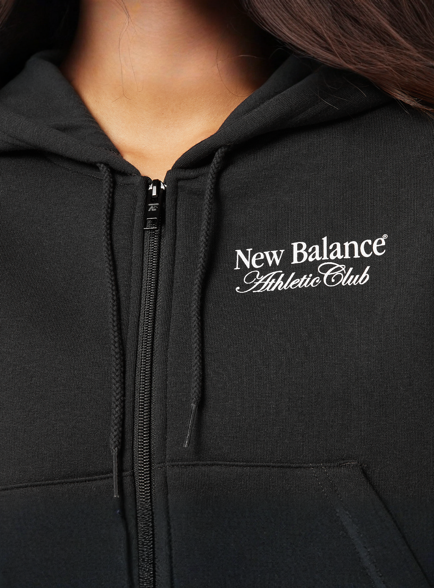 New Balance, Waist Length Full Zip Hoodie, black, Image 3 of 4