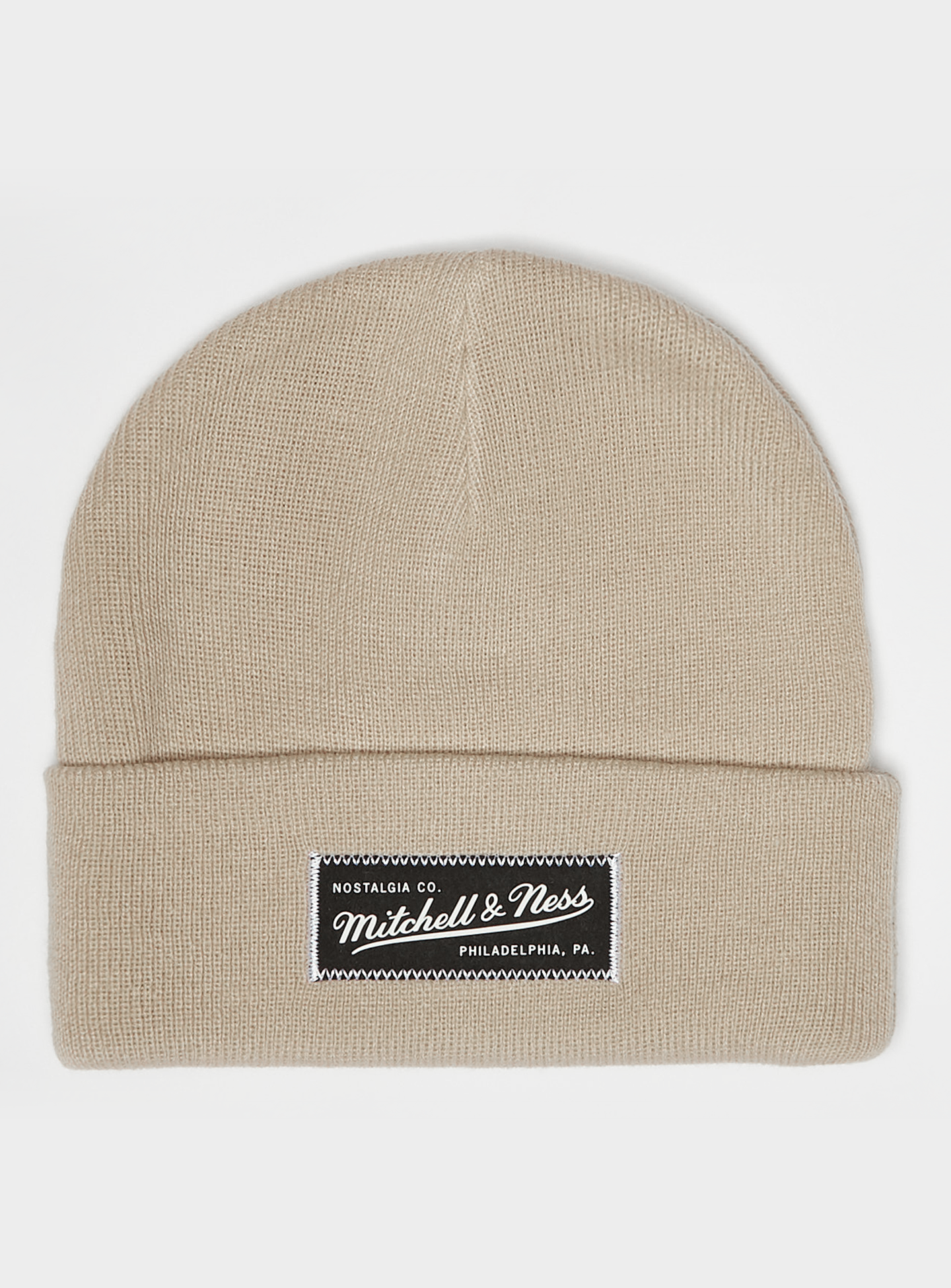 Mitchell & Ness, Branded Patch Logo Beanie, beige, Image 1 of 3