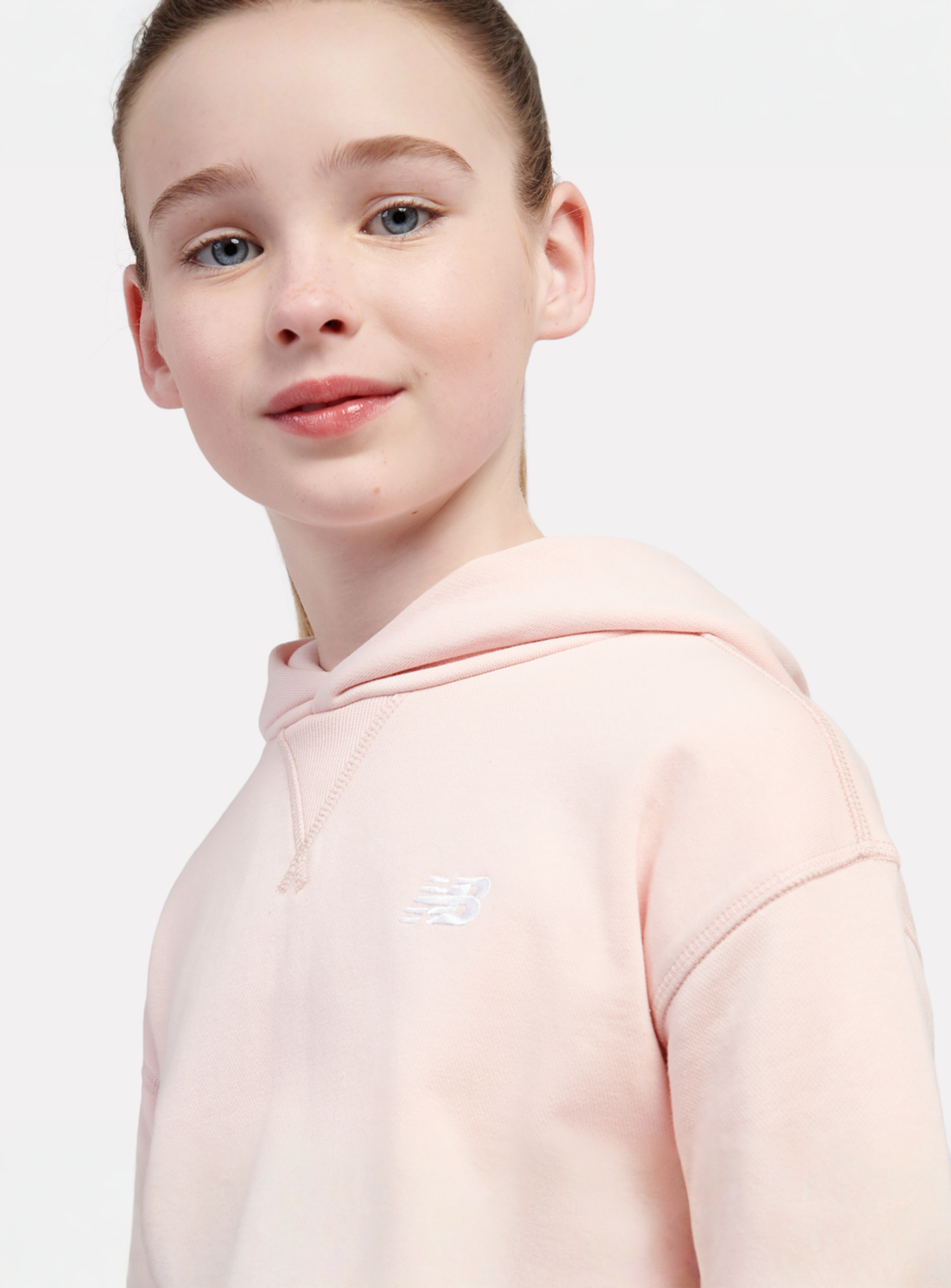 New Balance, French Terry Small Logo Hoodie, light pink, Image 3 of 4