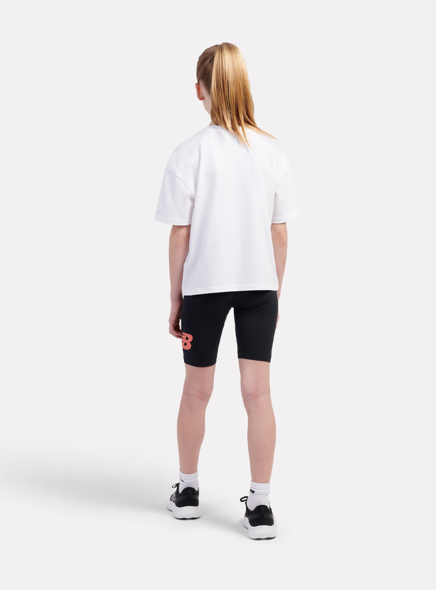 New Balance, Stacked Logo Tee And Cycle Short Set, black, Image 2 of 4