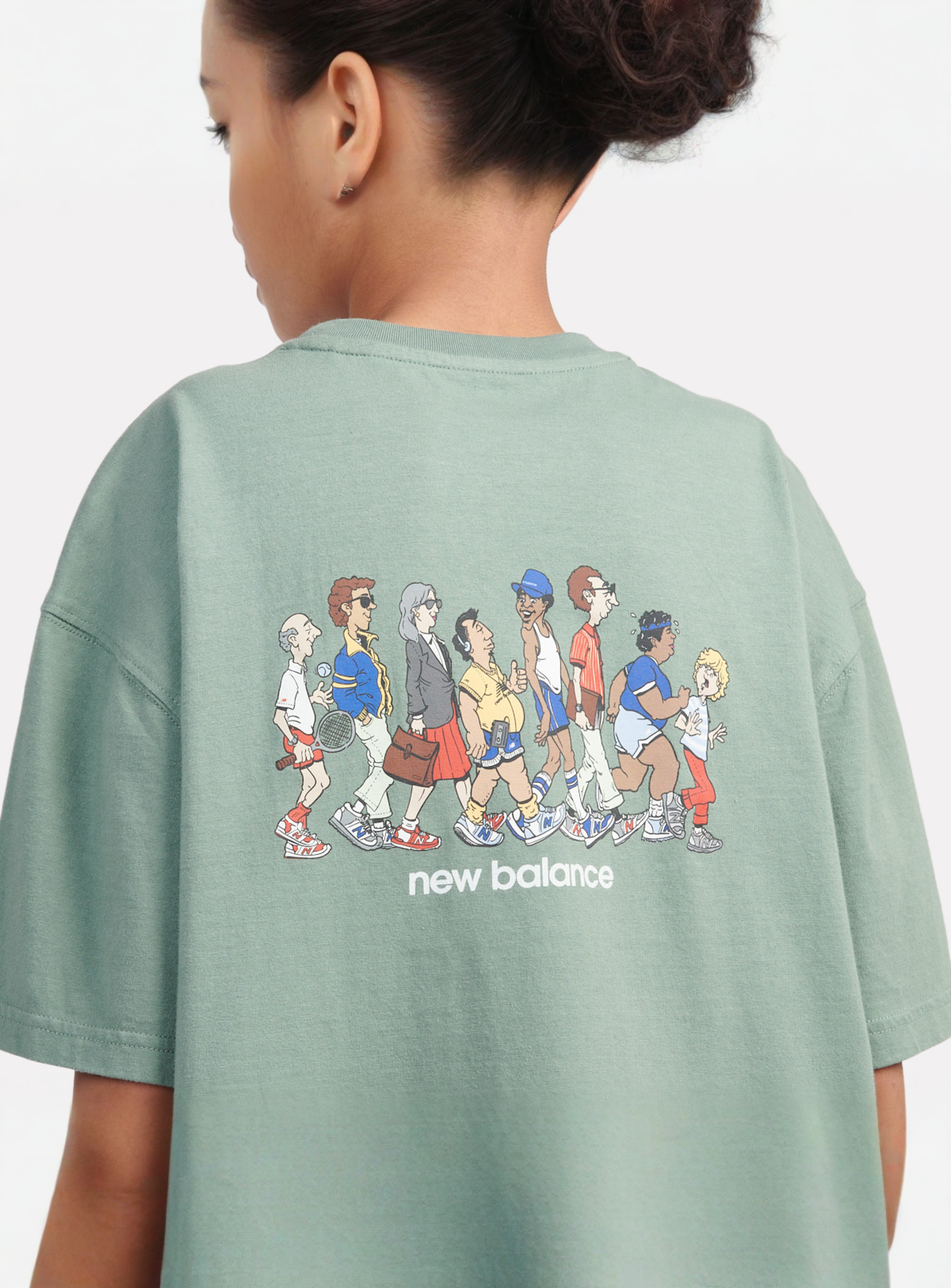 New Balance, Back Graphic Queue Tee, green, Image 5 of 6