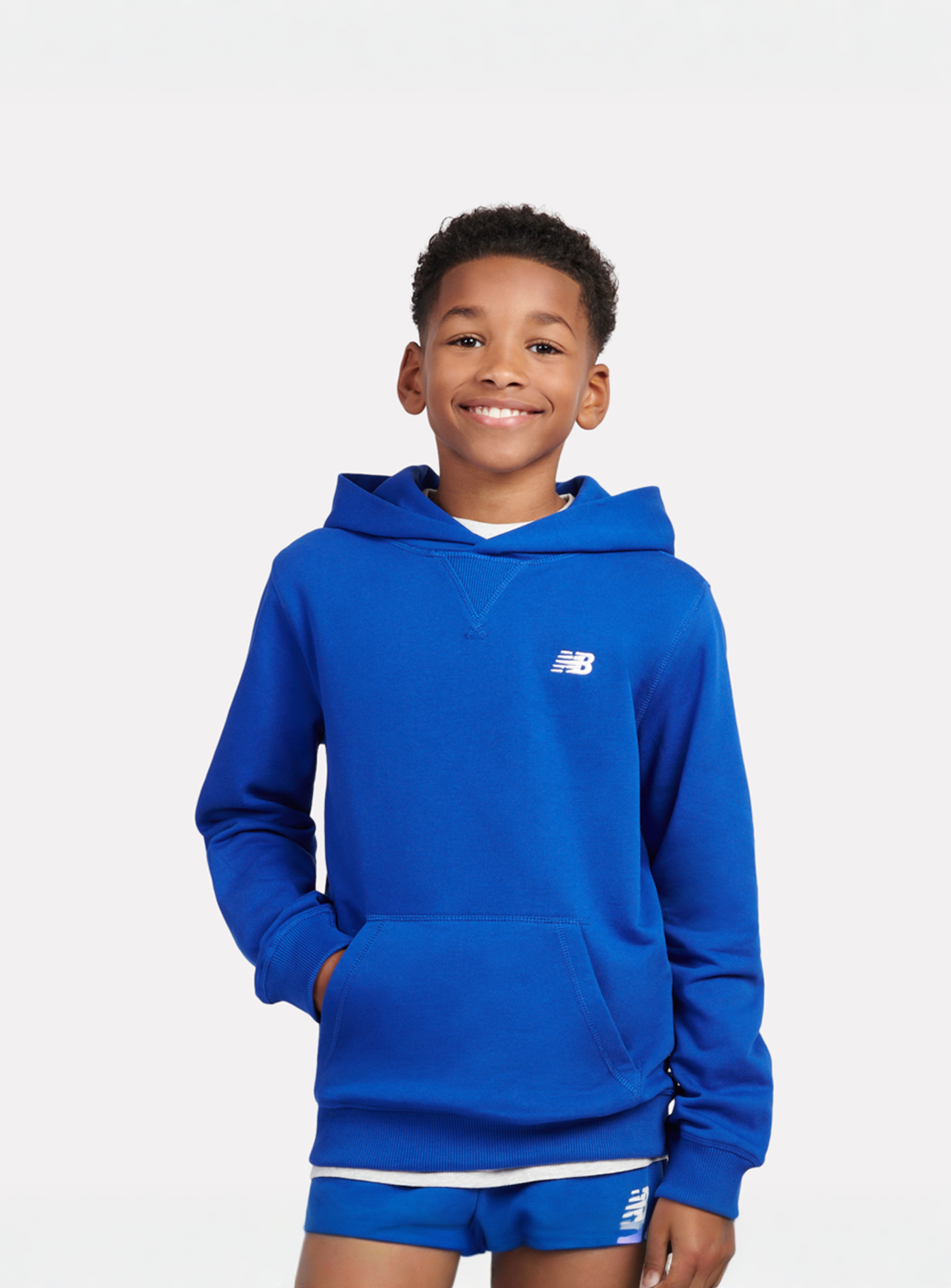 New Balance, French Terry Small Logo Hoodie, blue, Image 1 of 4