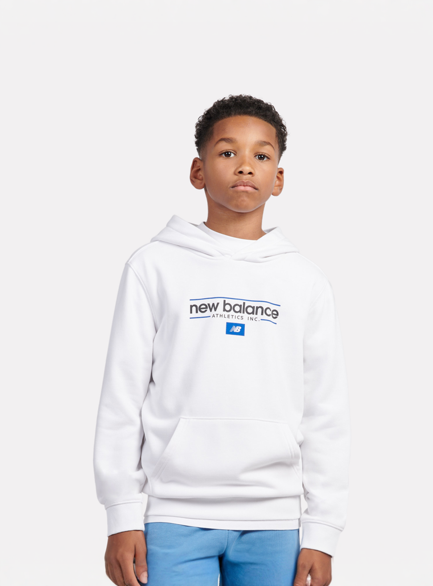 New Balance, Linear Athletics Graphic French Terry Hoodie, white, Image 1 of 5