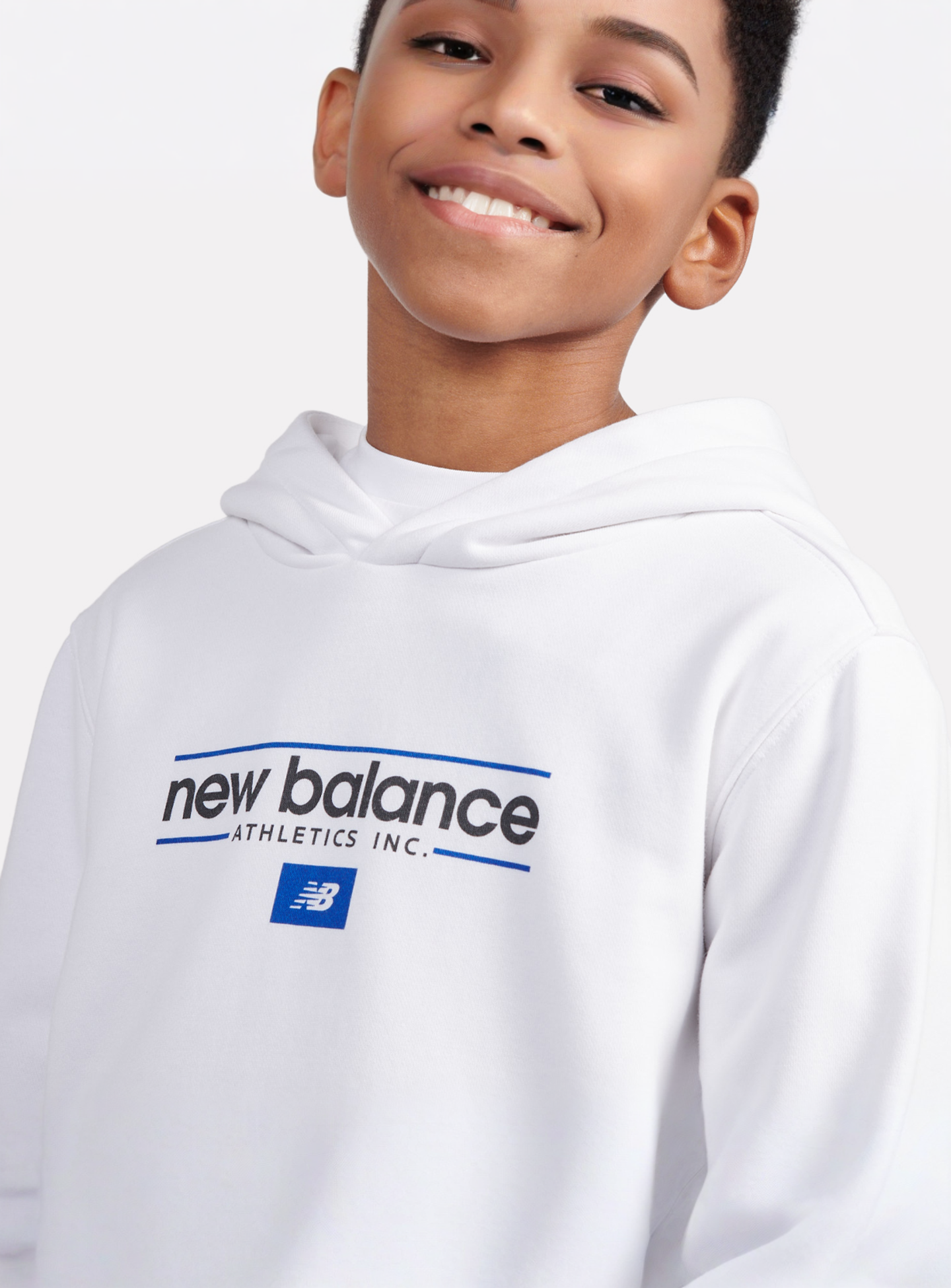 New Balance, Linear Athletics Graphic French Terry Hoodie, white, Image 3 of 5