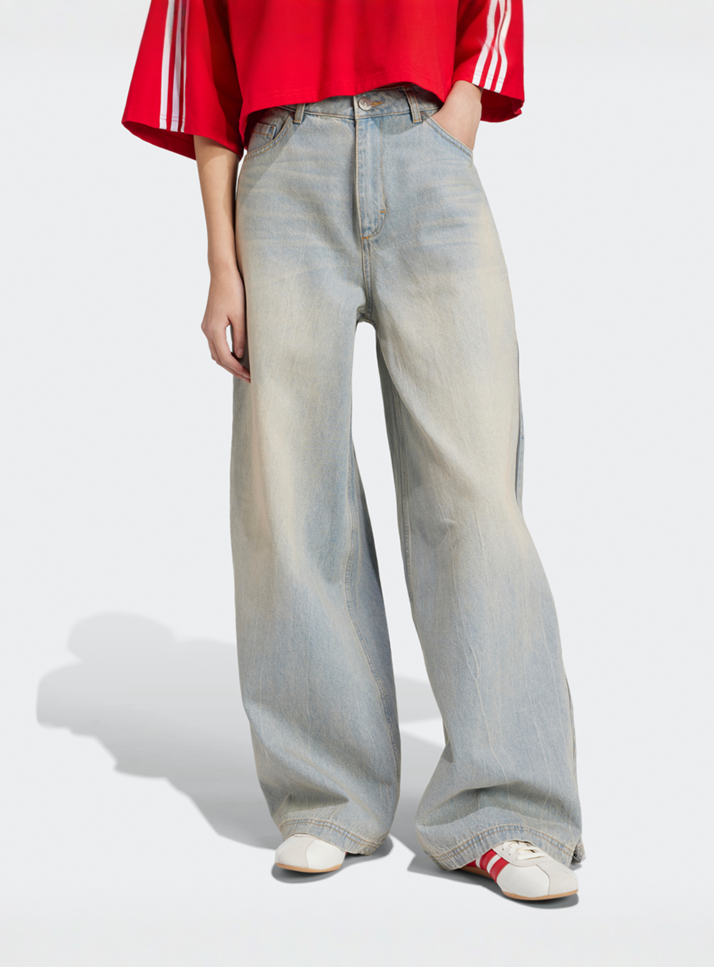 adidas Originals, Wide Leg JeansPants, blue, Image 1 of 5