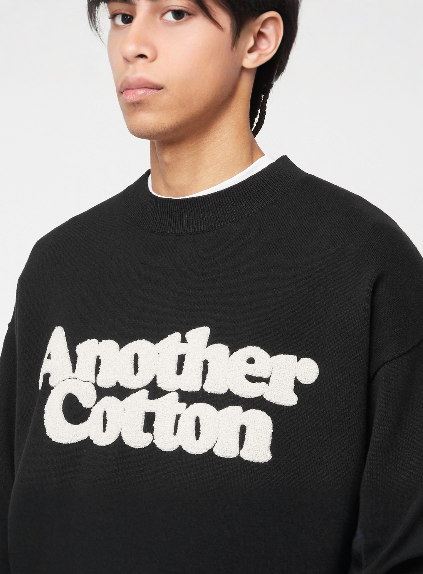 Another Cotton Lab, Another Chenille Oversize Knit Sweatshirt, black, Image 3 of 4