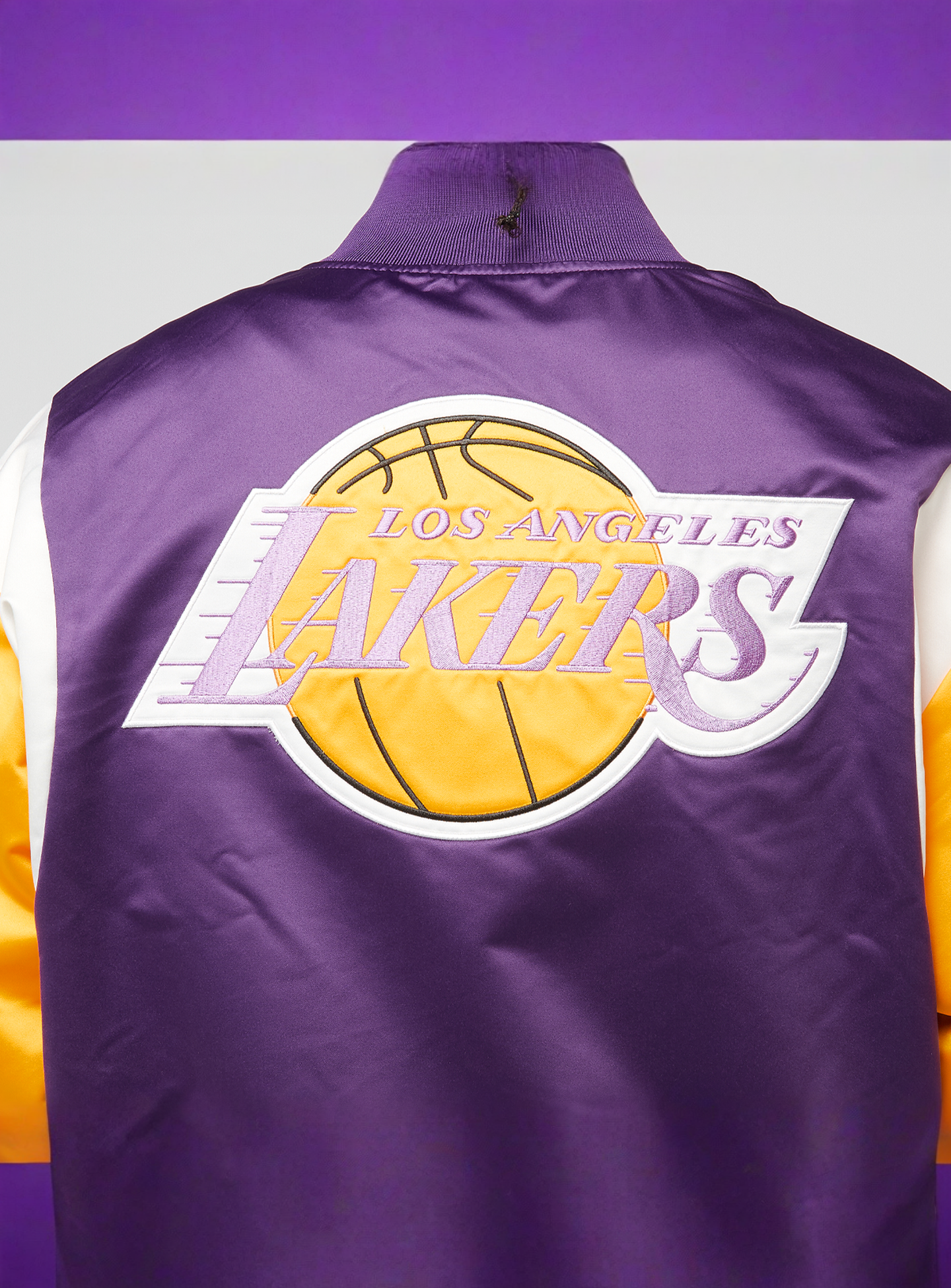 Mitchell & Ness, NBA Team Origins Satin Jacket Vintage Logo LA Lakers, purple, Image 6 of 8
