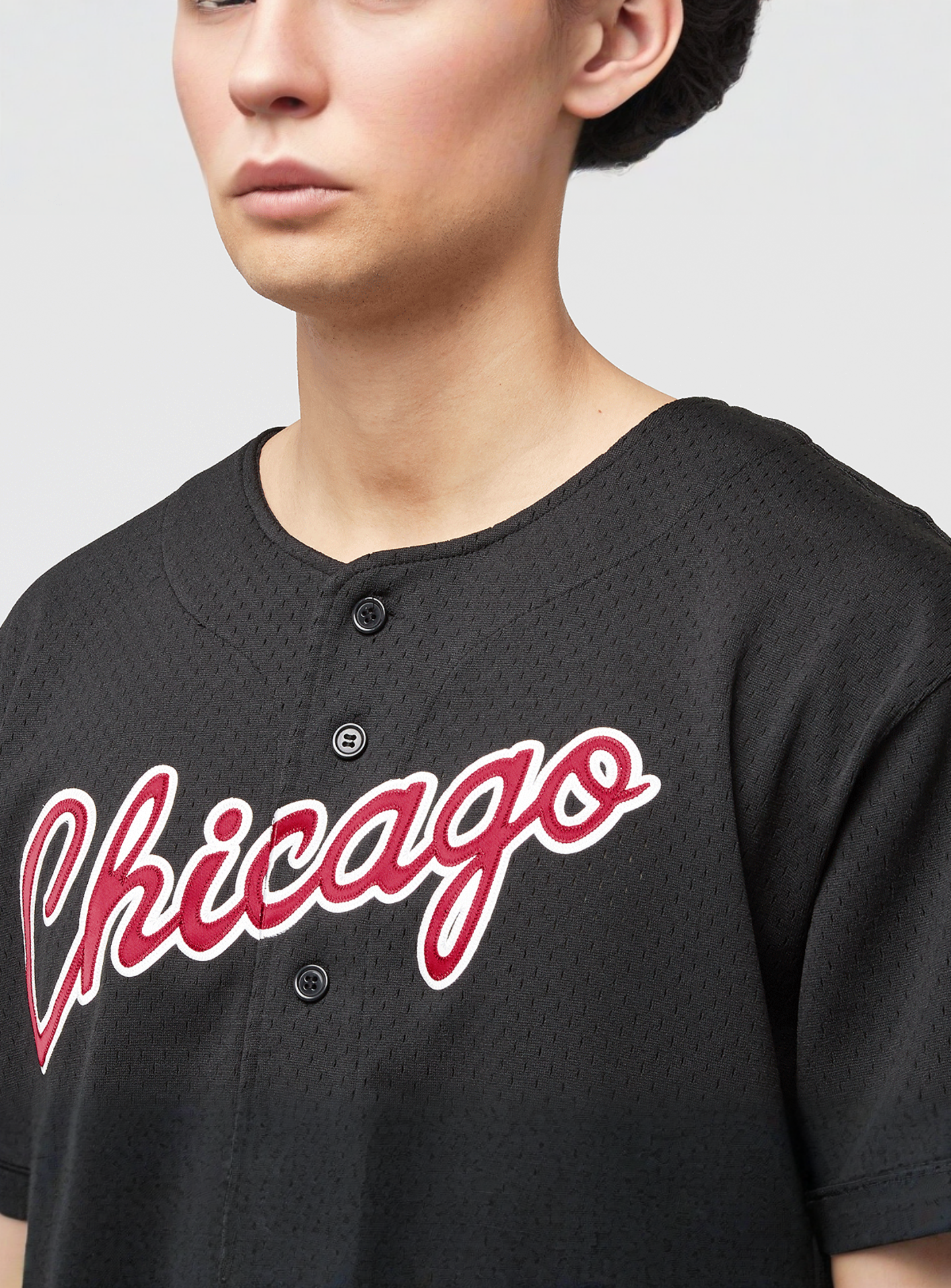 Mitchell & Ness, NBA On the Clock Mesh Button Front Vintage Logo Chicago Bulls, black, Image 3 of 6