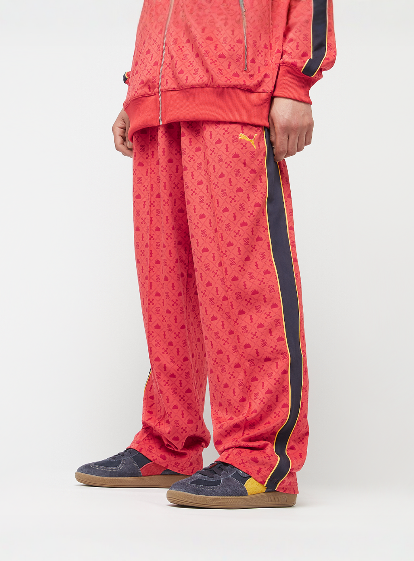 PUMA, T7 Road To Unity All Over Print Relaxed Straight Tracküants DK, red, Image 1 of 6