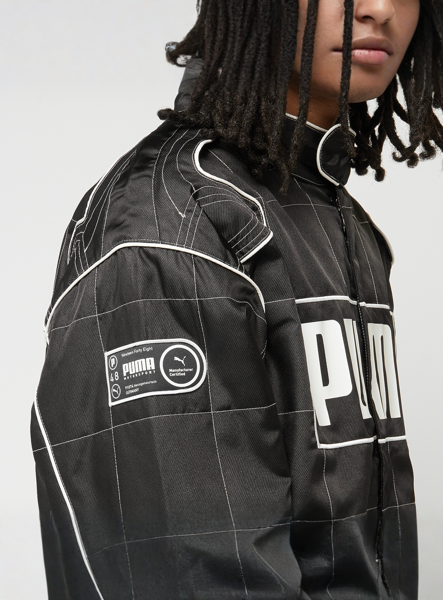 PUMA, Archive Seasonal Relaxed Racer Jacket, black, Image 4 of 7