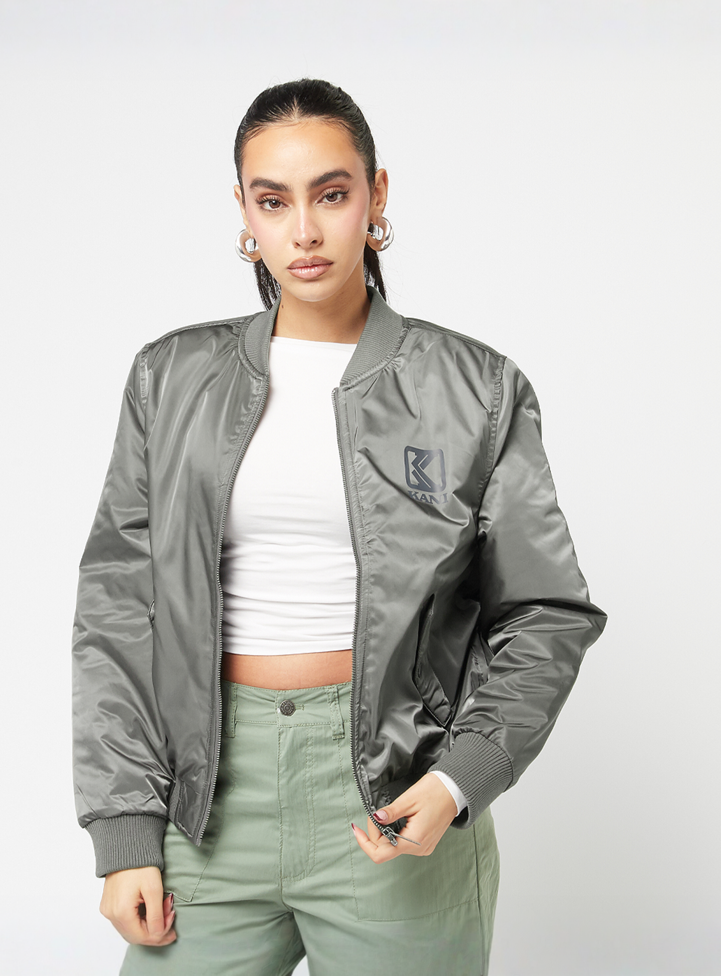 Karl Kani, OG Bomber Jacket, grey, Image 1 of 5