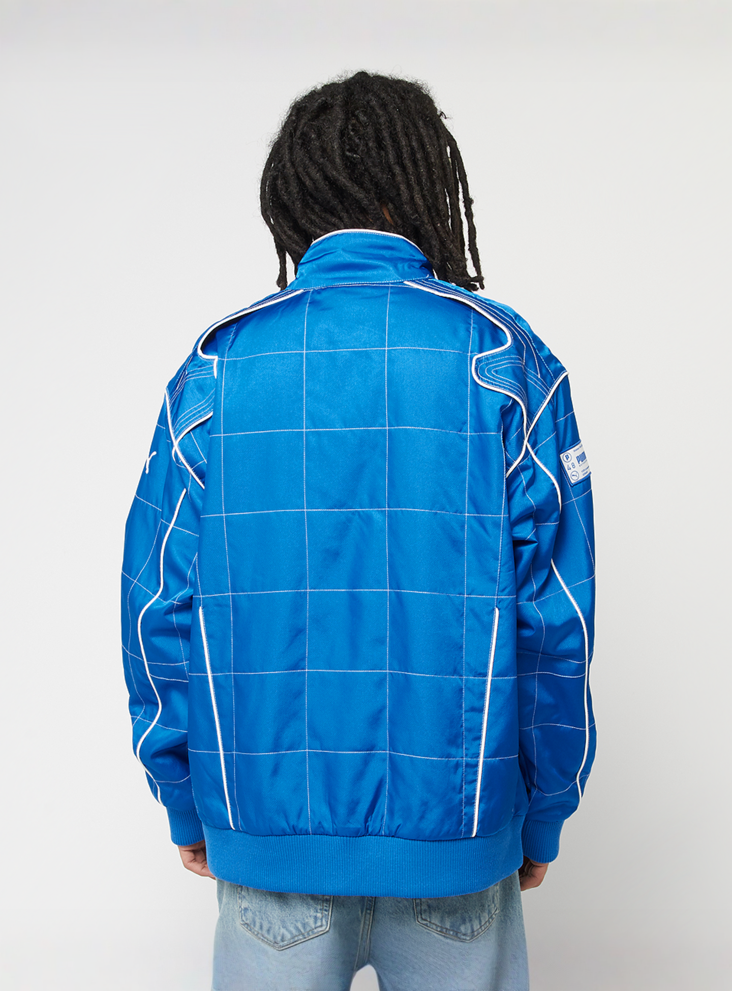 PUMA, Archive Seasonal Relaxed Racer Jacket, blue, Image 2 of 7