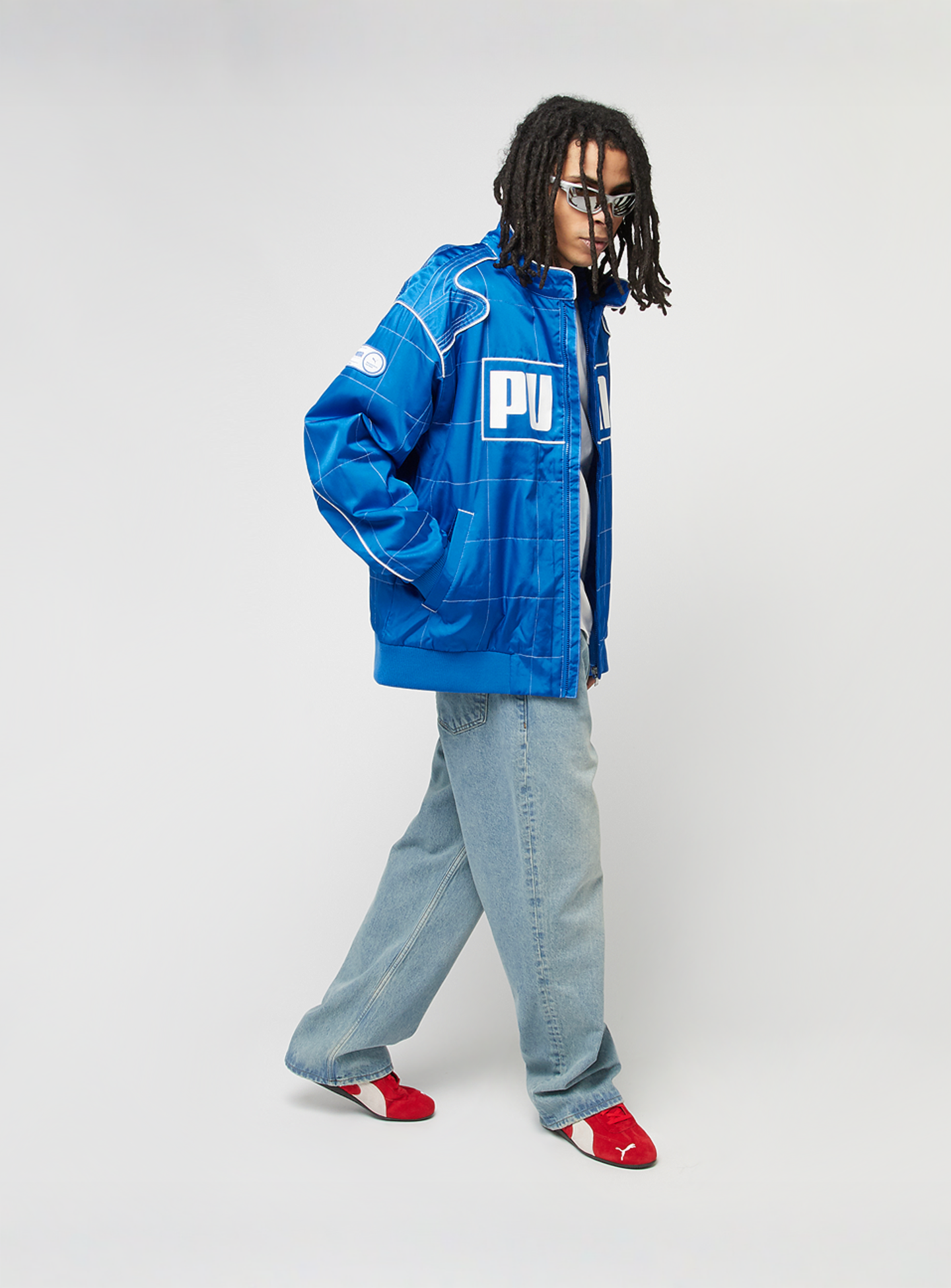 PUMA, Archive Seasonal Relaxed Racer Jacket, blue, Image 7 of 7