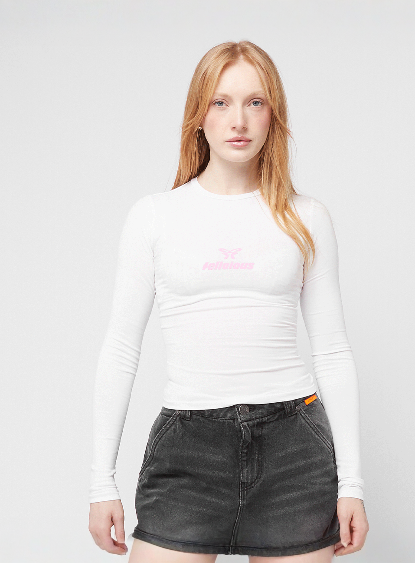 Felicious, Basic Tight Logo Longsleeve, white, Image 1 of 4