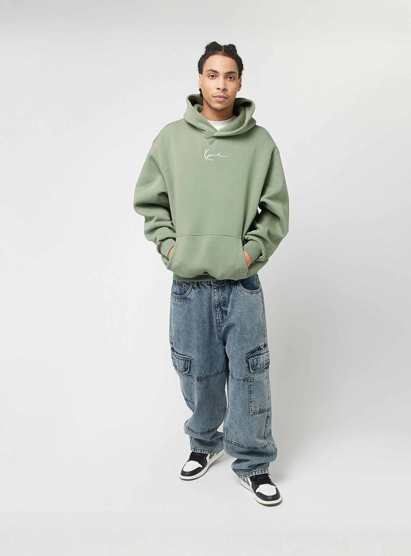 Karl Kani, Small Signature Essential Oversized Hoodie, green, Image 4 of 4