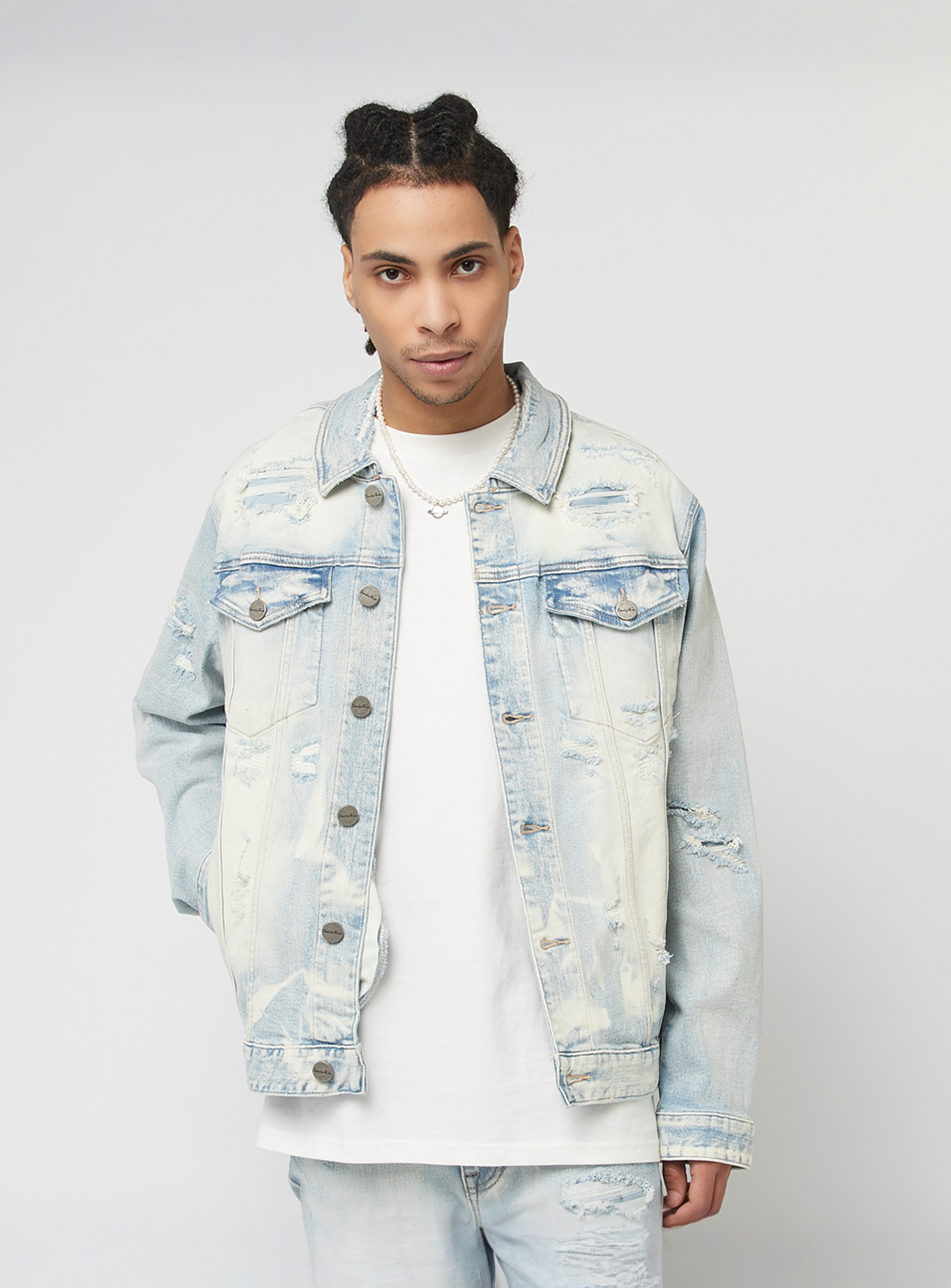 Smoke Rise, Vintage Rip & Repair Denim Jacket, blue, Image 1 of 4
