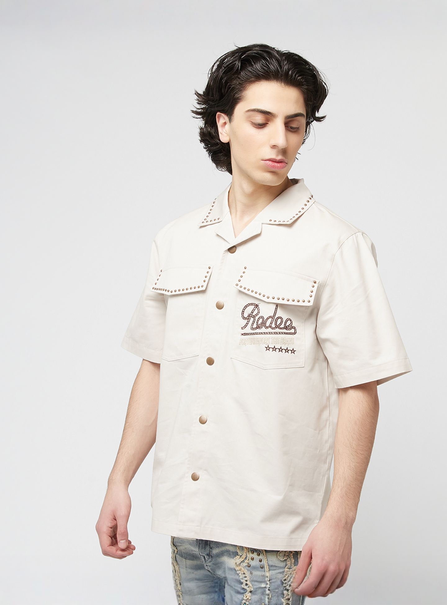 Smoke Rise, Western Short Sleeve Rodeo Shirt, beige, Image 2 of 5