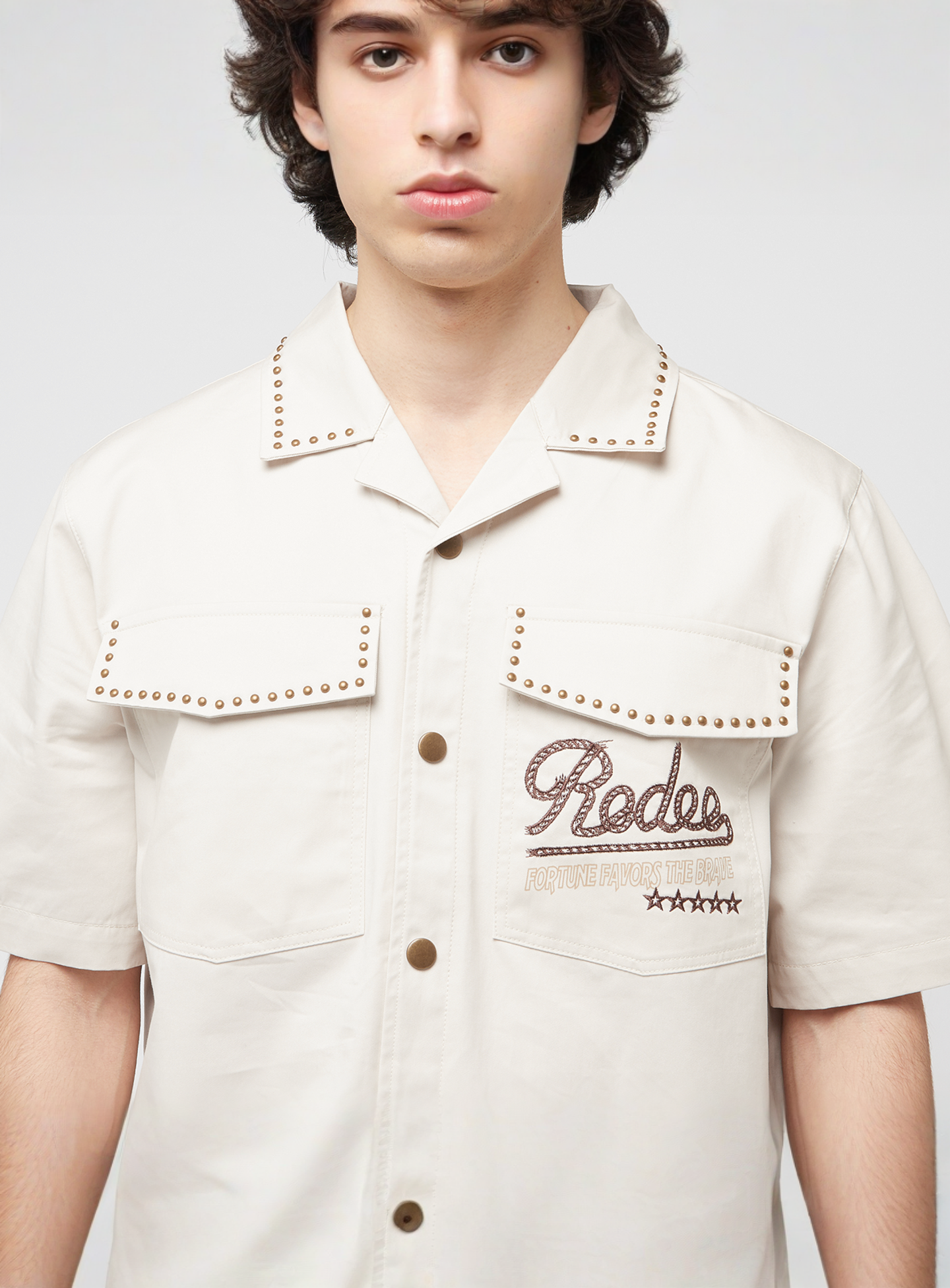 Smoke Rise, Western Short Sleeve Rodeo Shirt, beige, Image 3 of 5