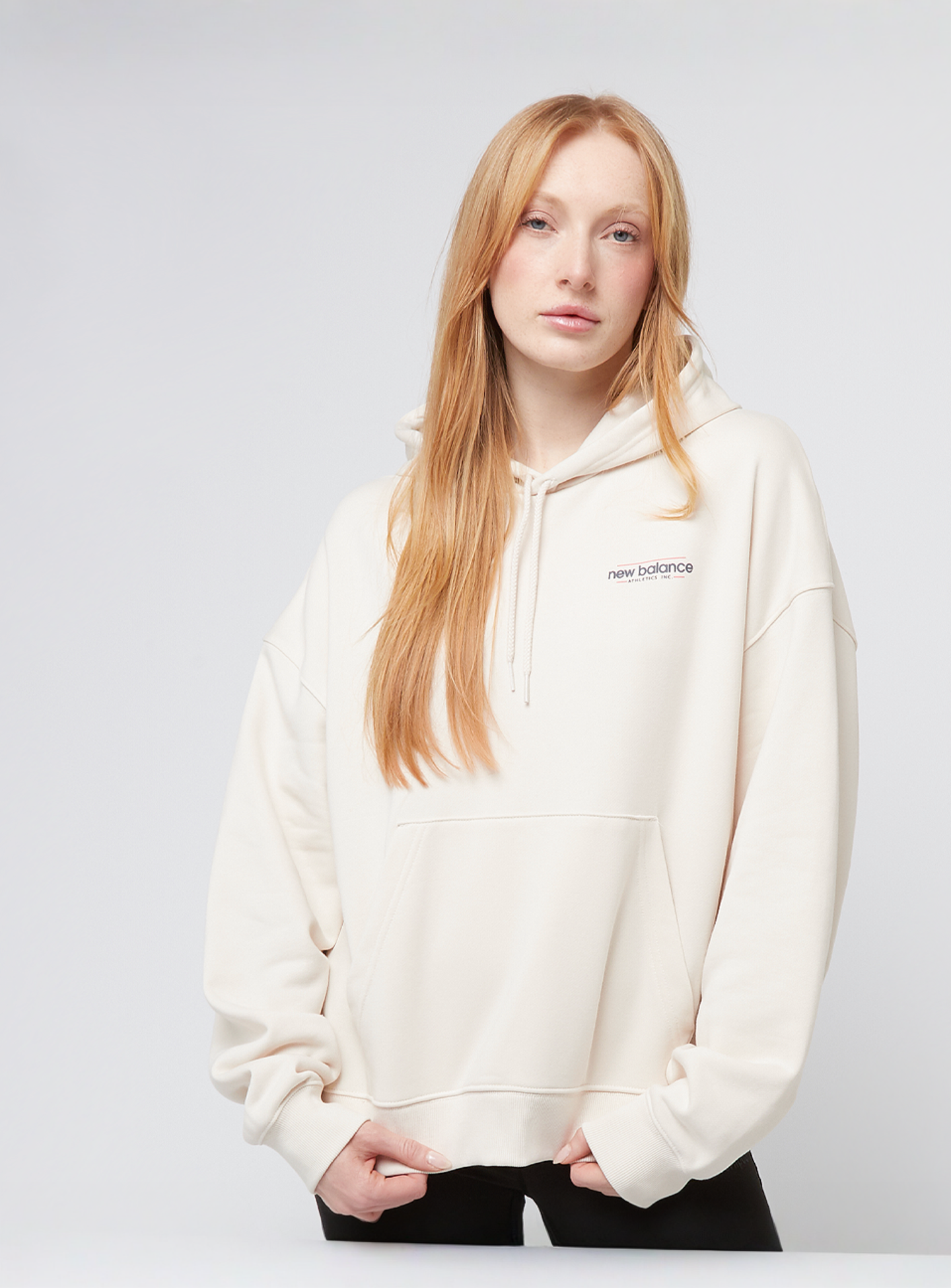 New Balance, Multi Color Logo Hoodie, beige, Image 2 of 5