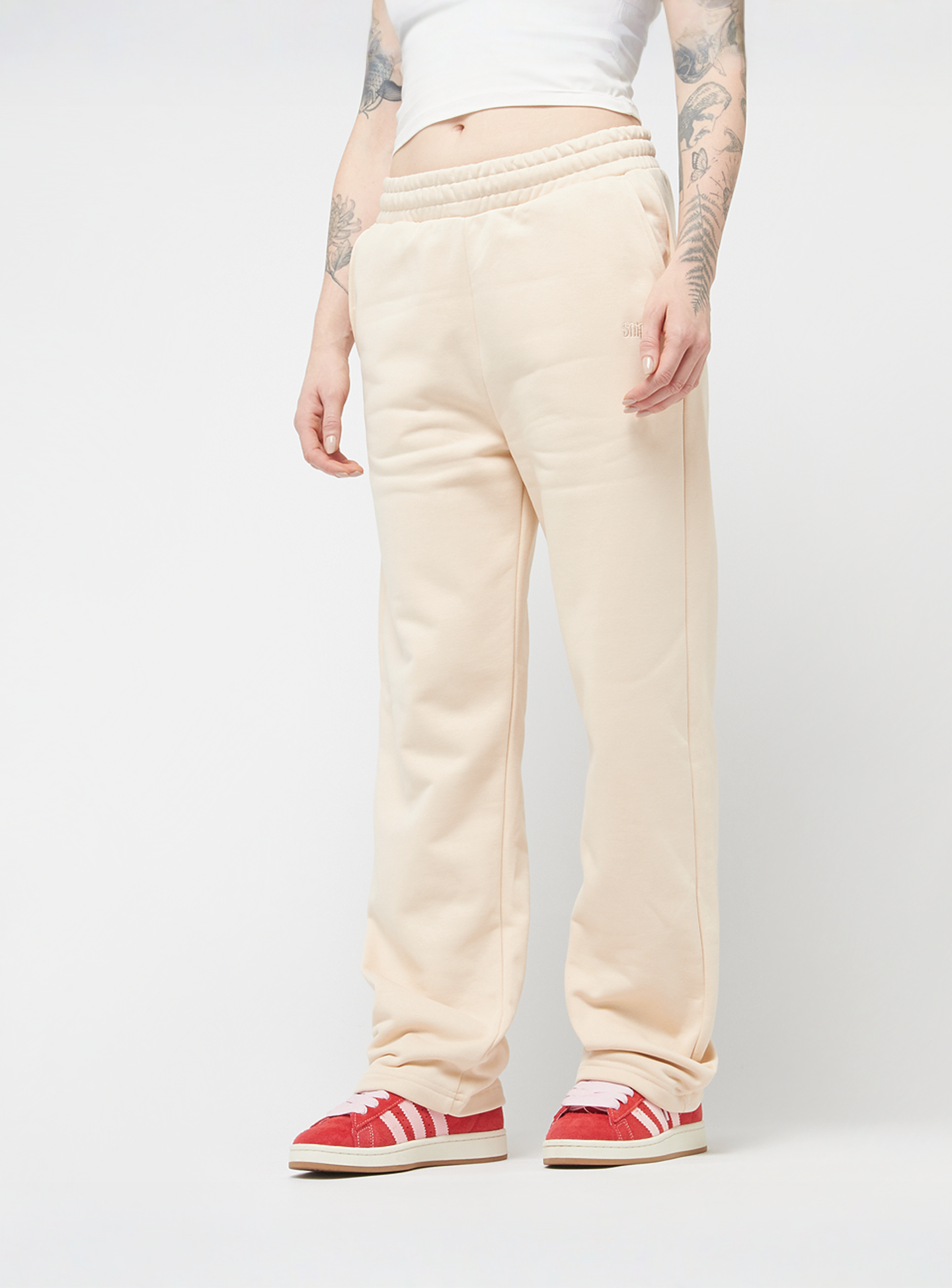 SNIPES, Small Logo Straight Sweat Pants, beige, Image 1 of 5