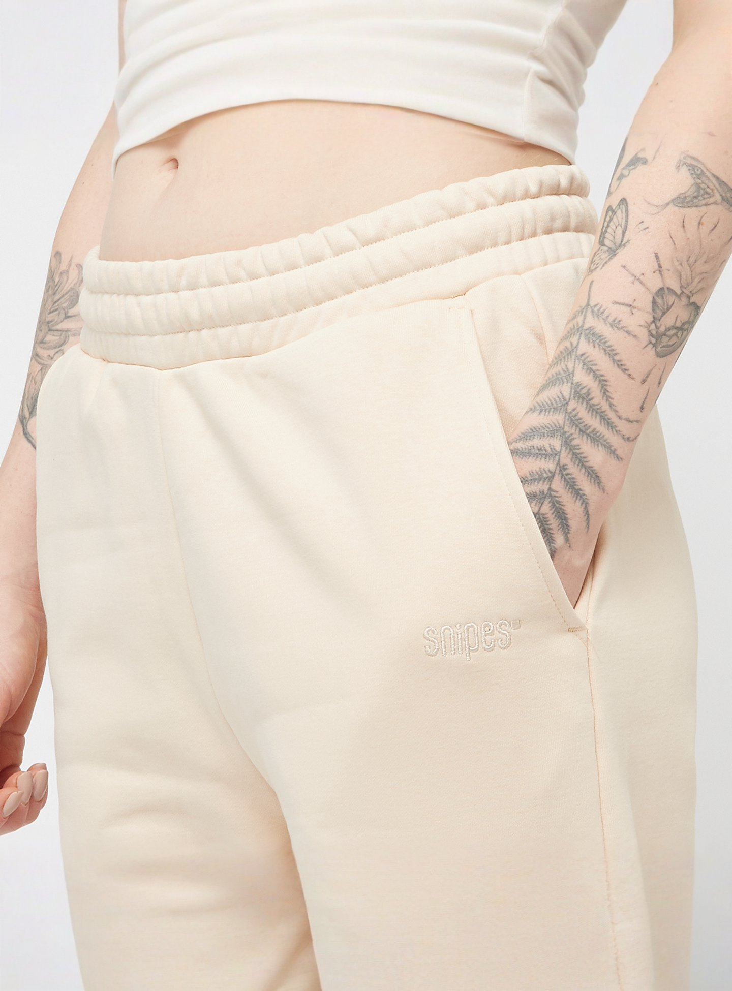 SNIPES, Small Logo Straight Sweat Pants, beige, Image 3 of 5