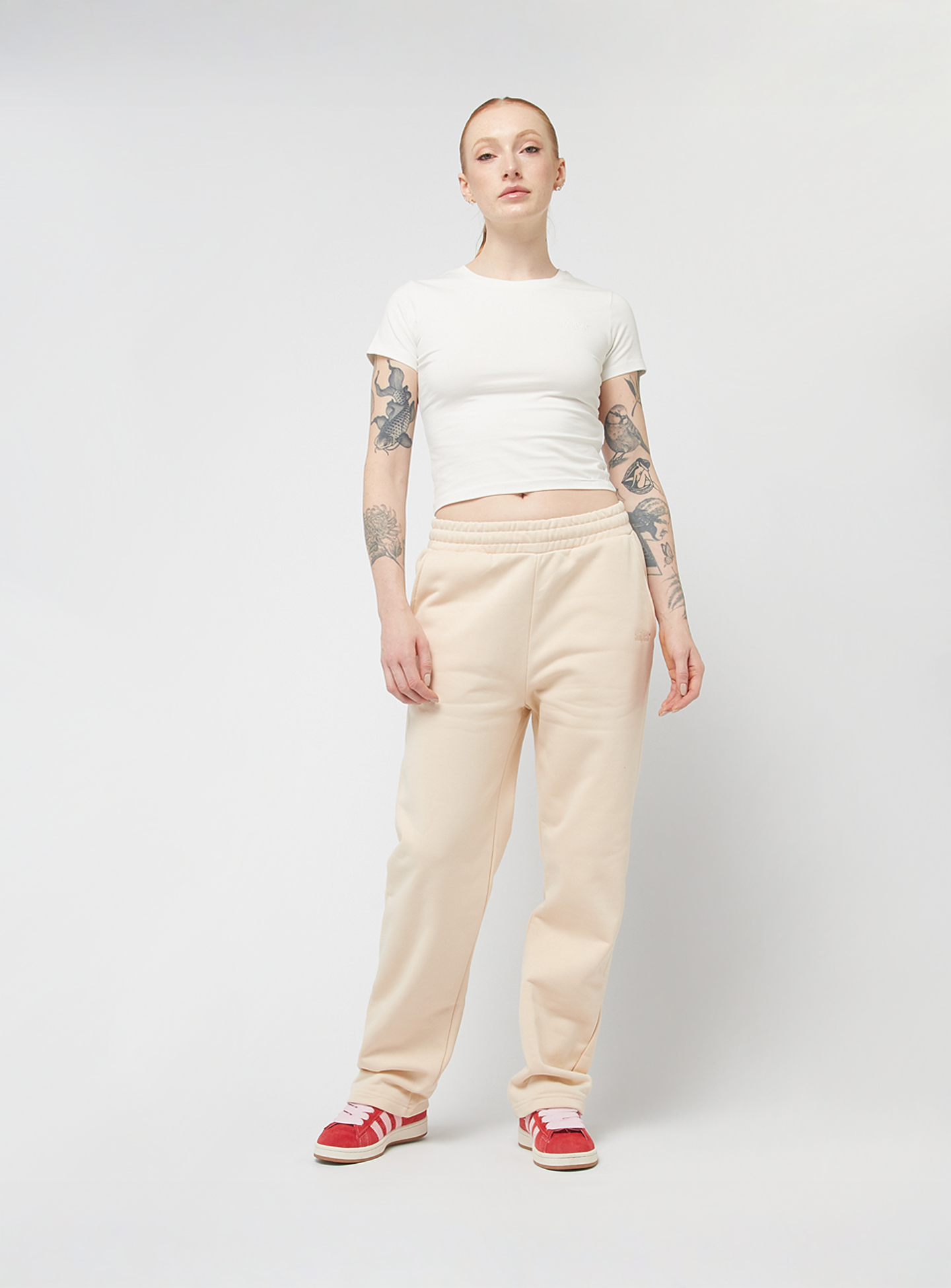 SNIPES, Small Logo Straight Sweat Pants, beige, Image 5 of 5