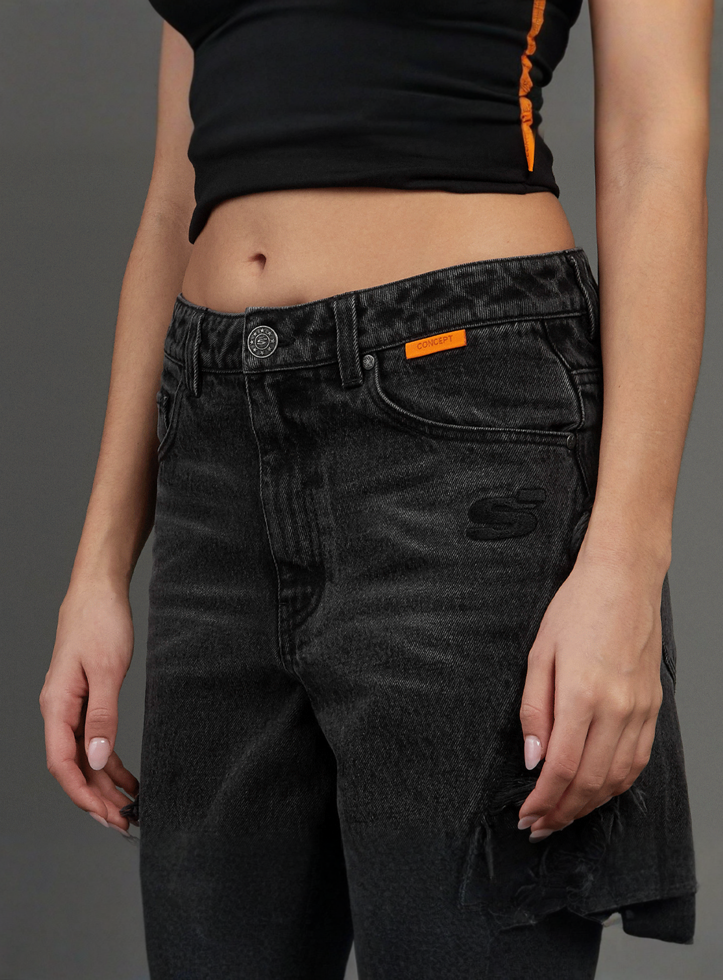 SNIPES, S Cube Inside Out Baggy Denim, grey, Image 3 of 7