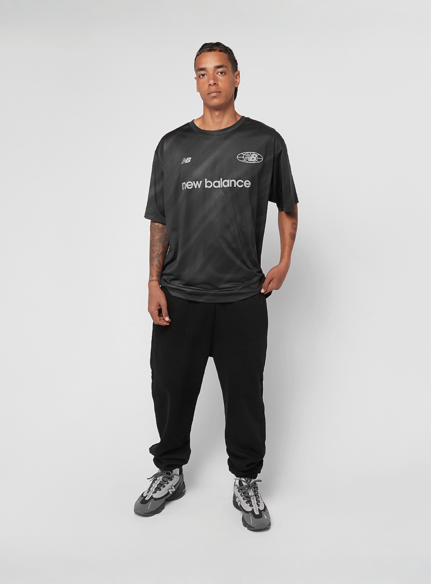 New Balance, Geometric Poly Tee, black, Image 4 of 4