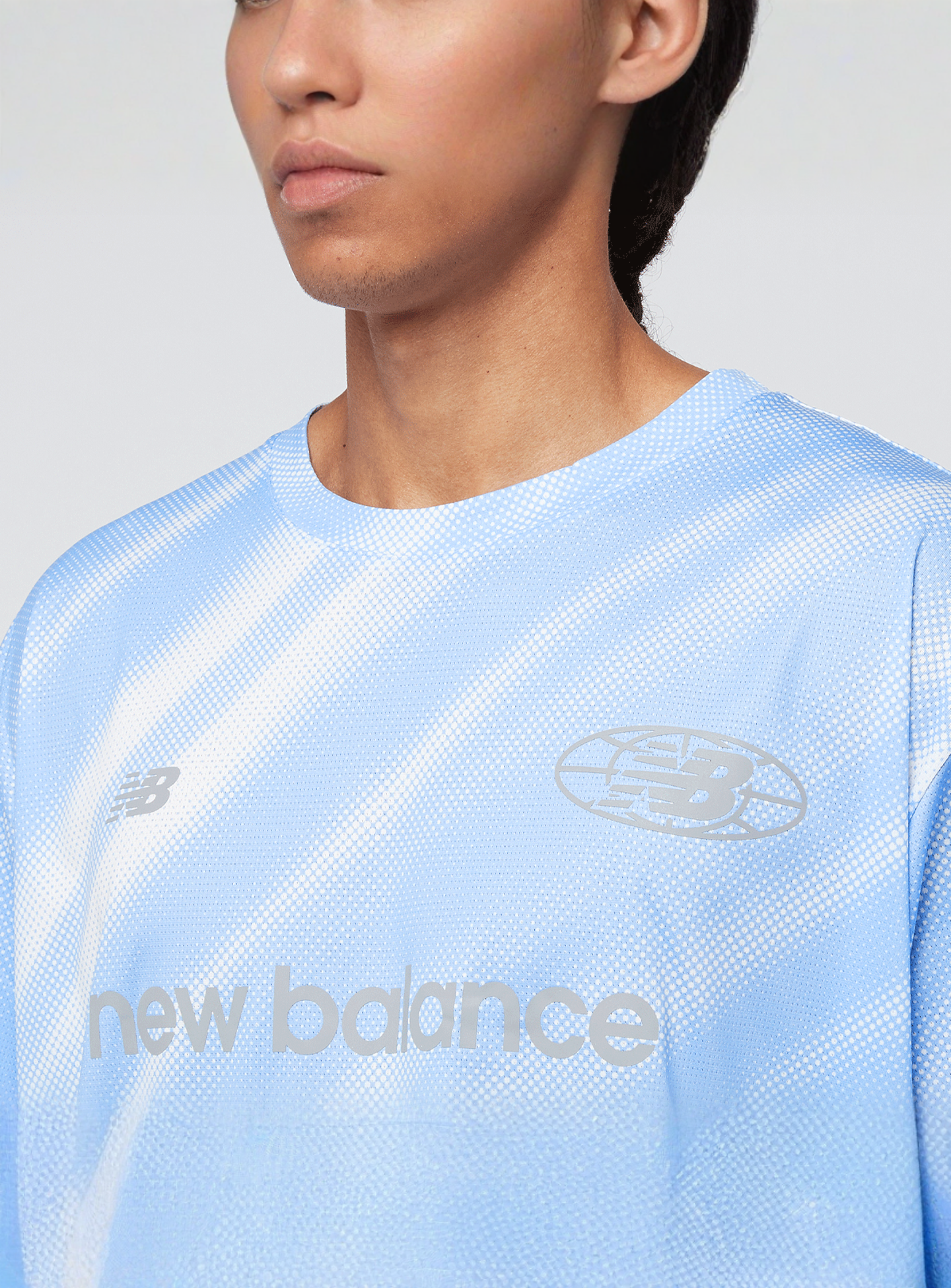 New Balance, Geometric Poly Tee, blue, Image 3 of 4