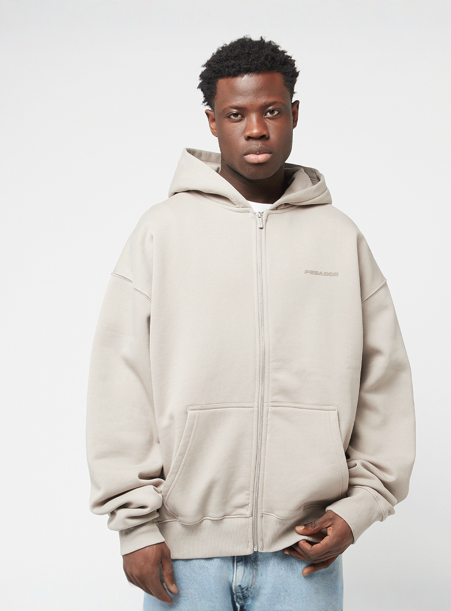 Pegador, Logo Oversized Sweat Jacket, grey, Image 1 of 4