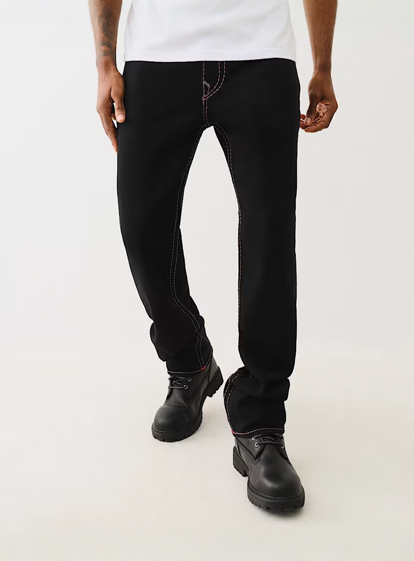 True Religion, Ricky Super T Pick Stitch Straight Jeans, black, Image 1 of 4