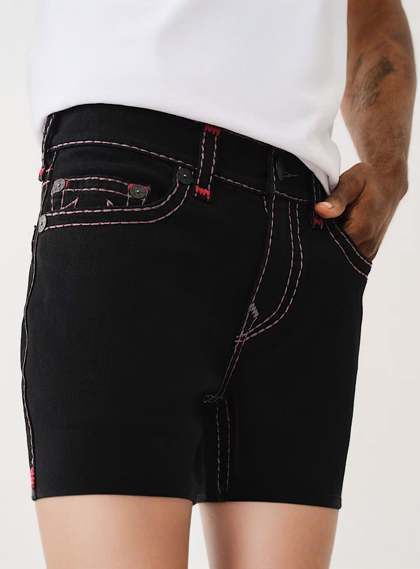 True Religion, Ricky Super T Pick Stitch Straight Jeans, black, Image 3 of 4