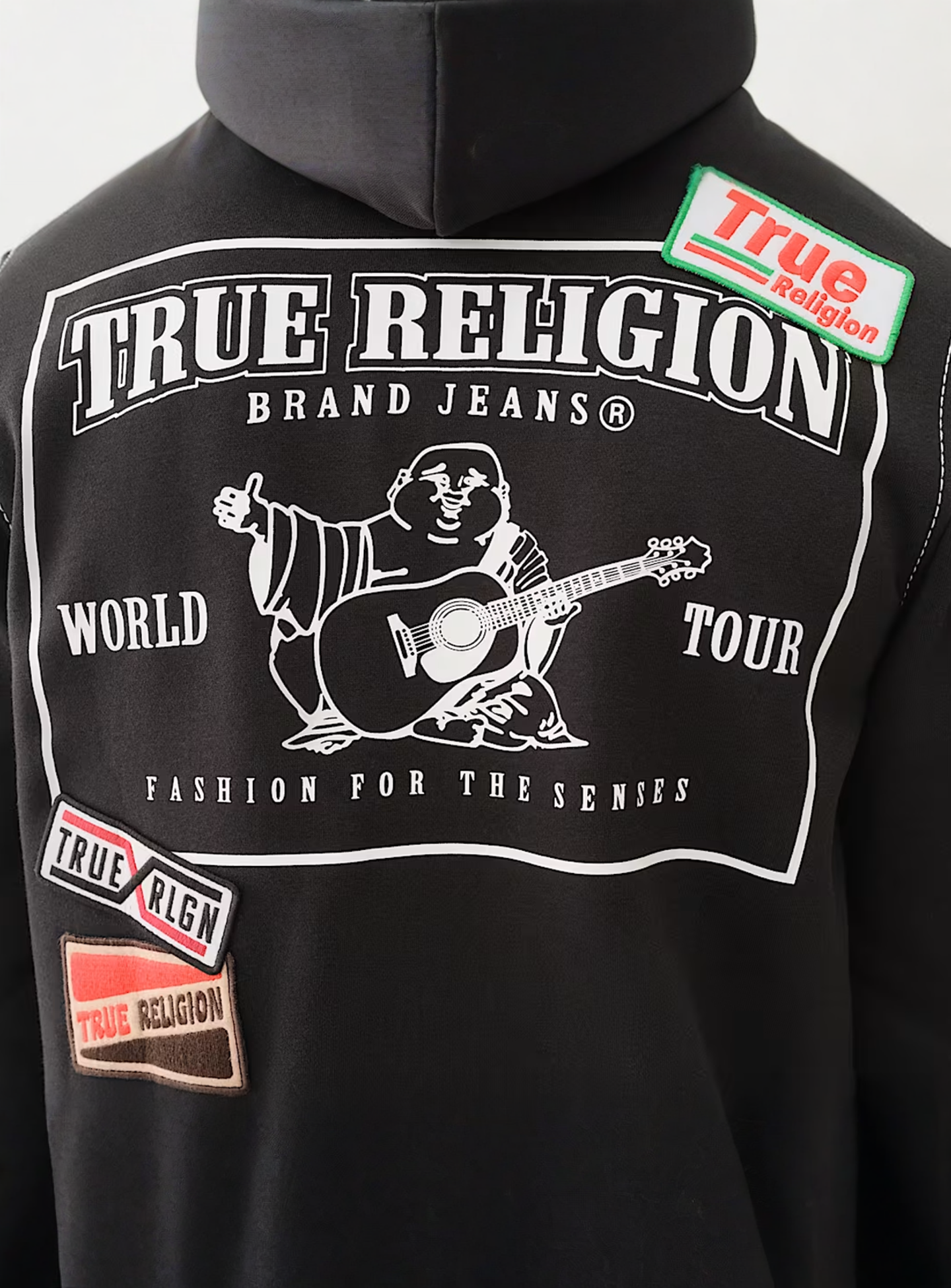 True Religion, Patch Big-T Zip Hoodie, black, Image 4 of 5