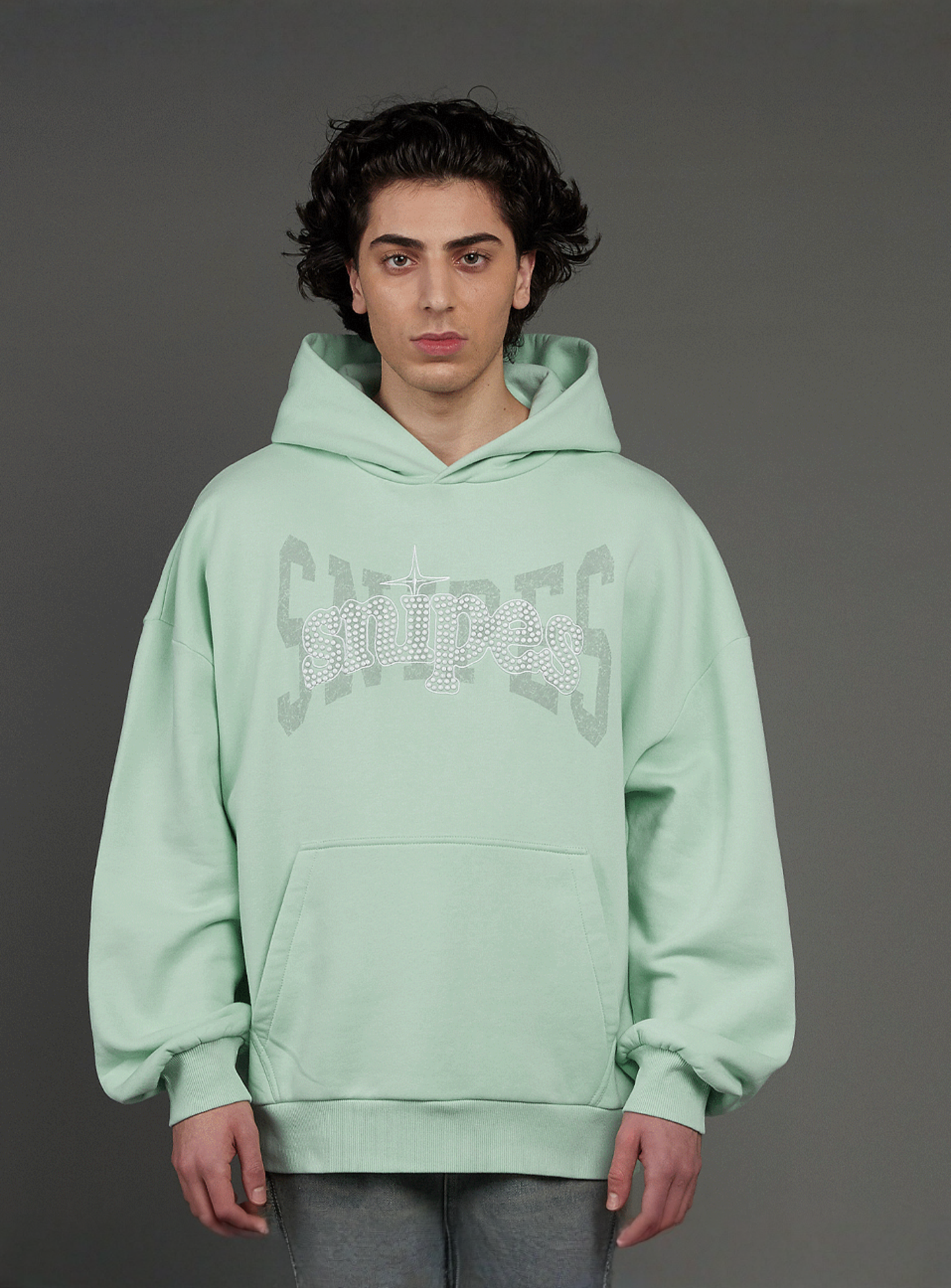 SNIPES, Snipes Studs Oversized Hoodie, green, Image 1 of 5