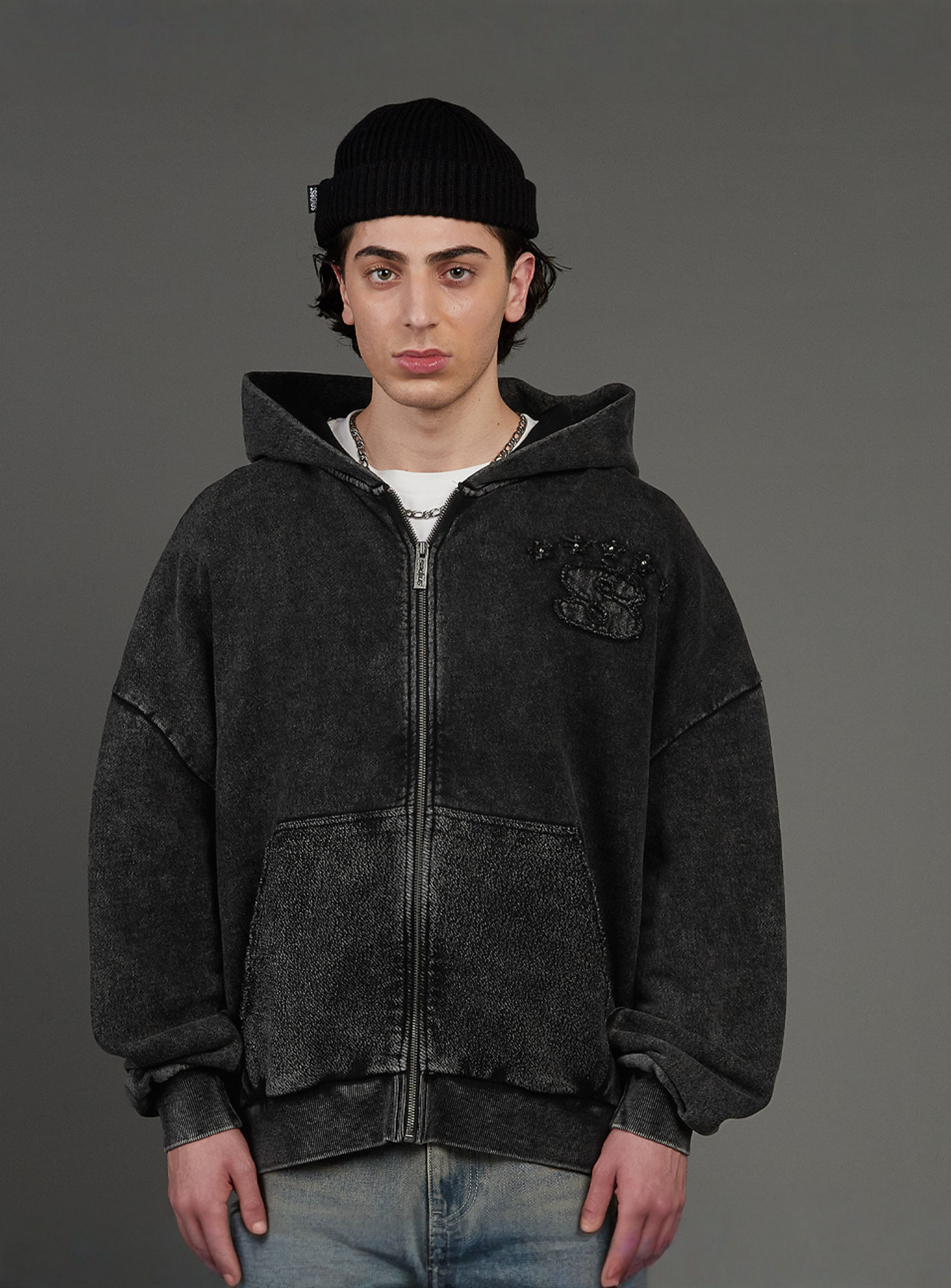 SNIPES, S Emblem Inside Out Oversized Zip Hoodie, black, Image 1 of 7