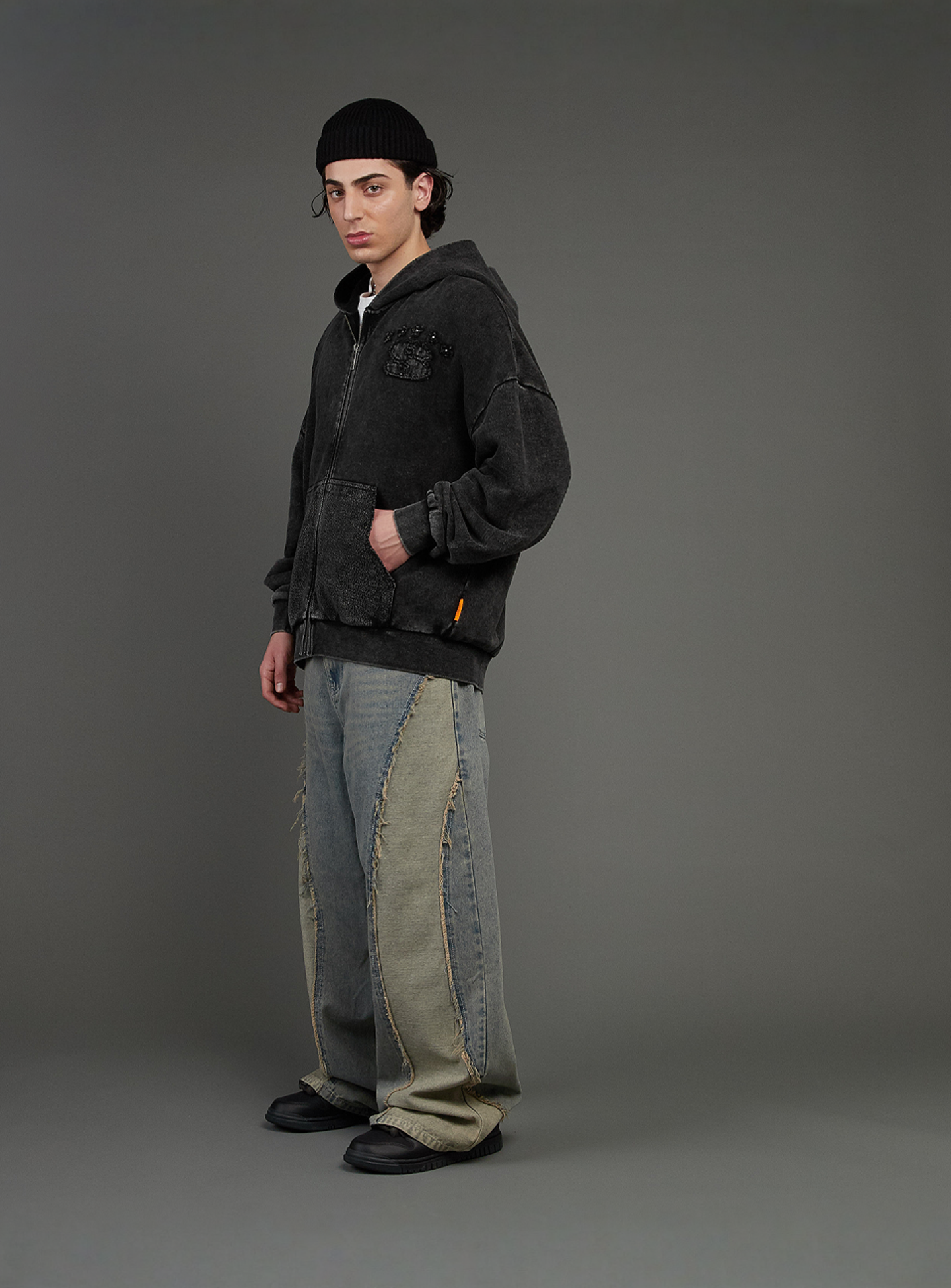 SNIPES, S Emblem Inside Out Oversized Zip Hoodie, black, Image 7 of 7