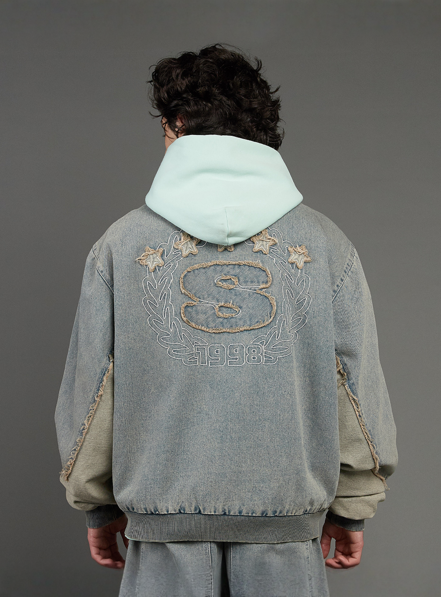 SNIPES, S Emblem Inside Out Denim Jacket, blue, Image 2 of 7