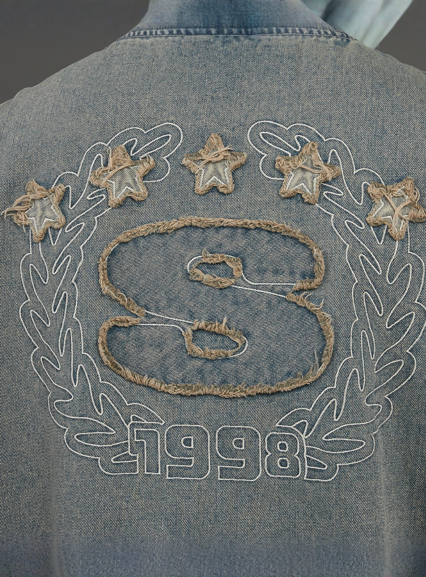 SNIPES, S Emblem Inside Out Denim Jacket, blue, Image 6 of 7