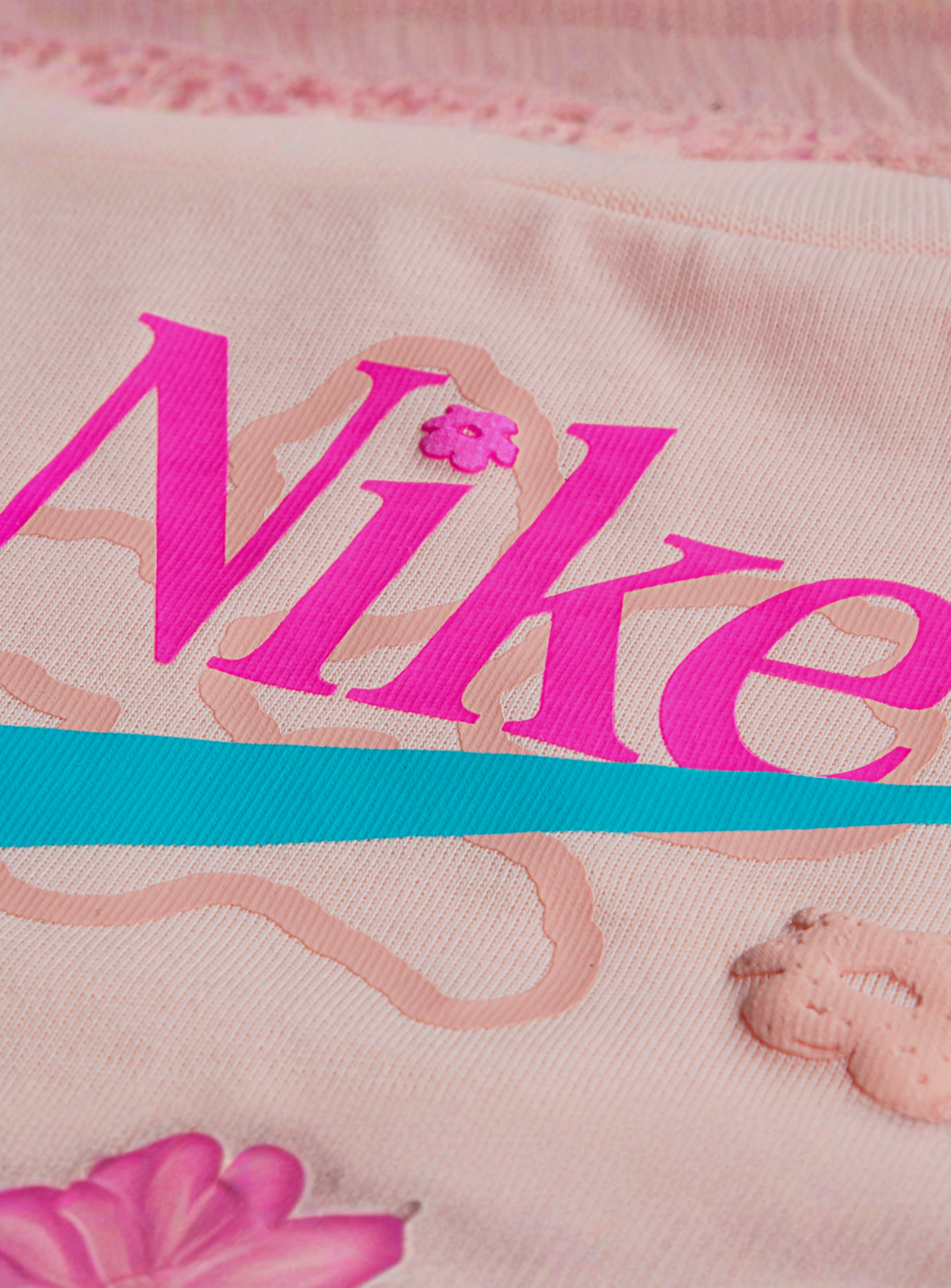 Nike, Wild Flower Jersey French Terry Shorts Set, light pink, Image 4 of 5