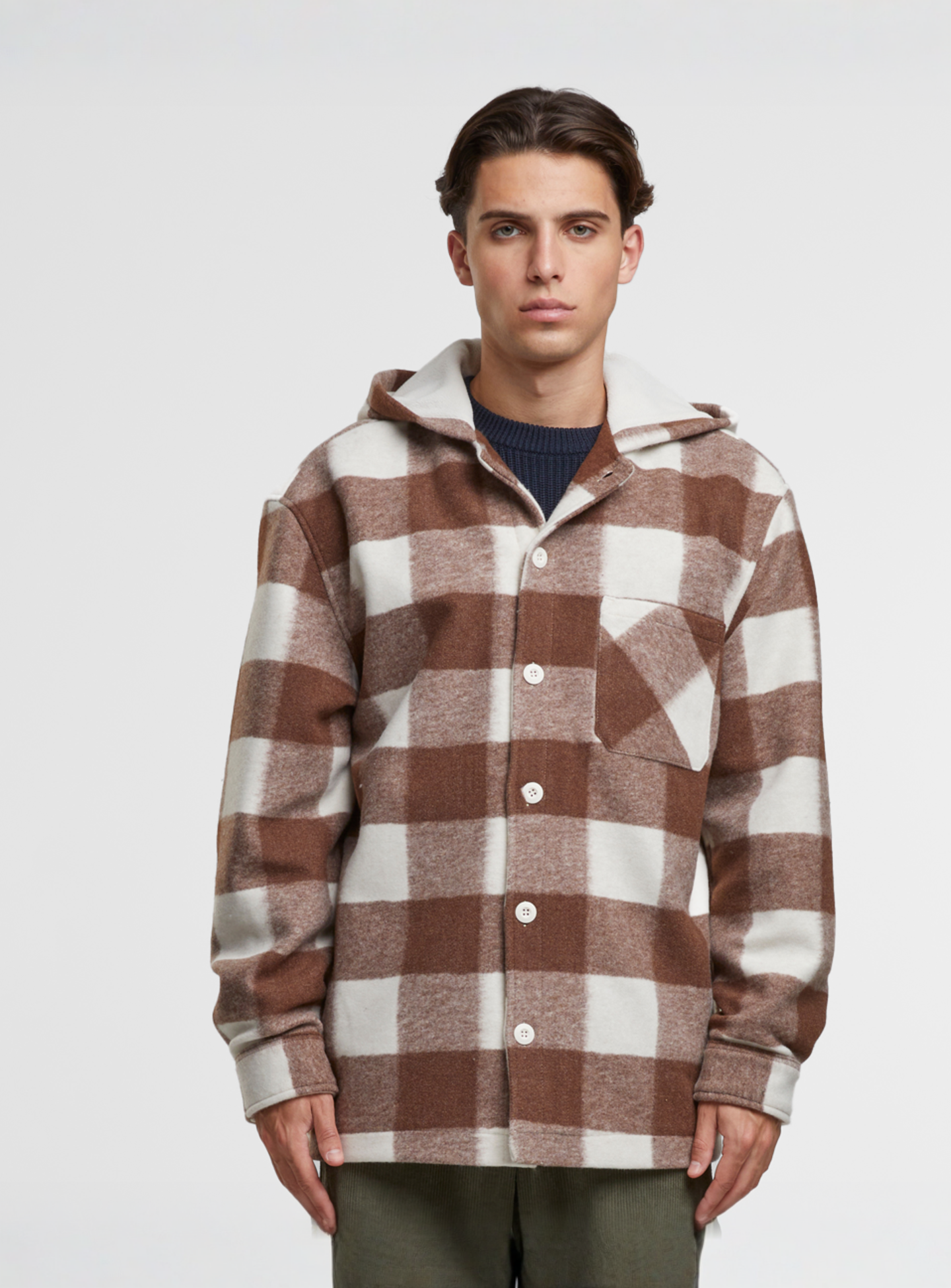 Urban Classics, Big Check Jacket With Hood, brown, Image 1 of 3
