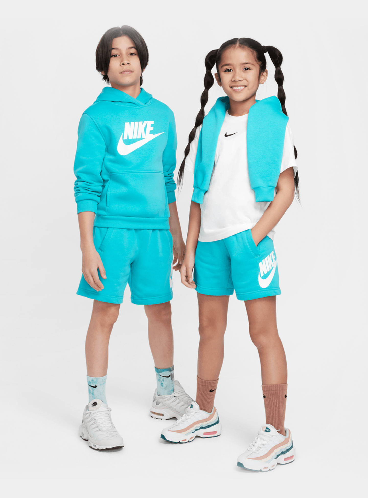 Nike, Junior Sportswear Club French-Terry Short High Brand Read, turquoise, Image 6 of 6