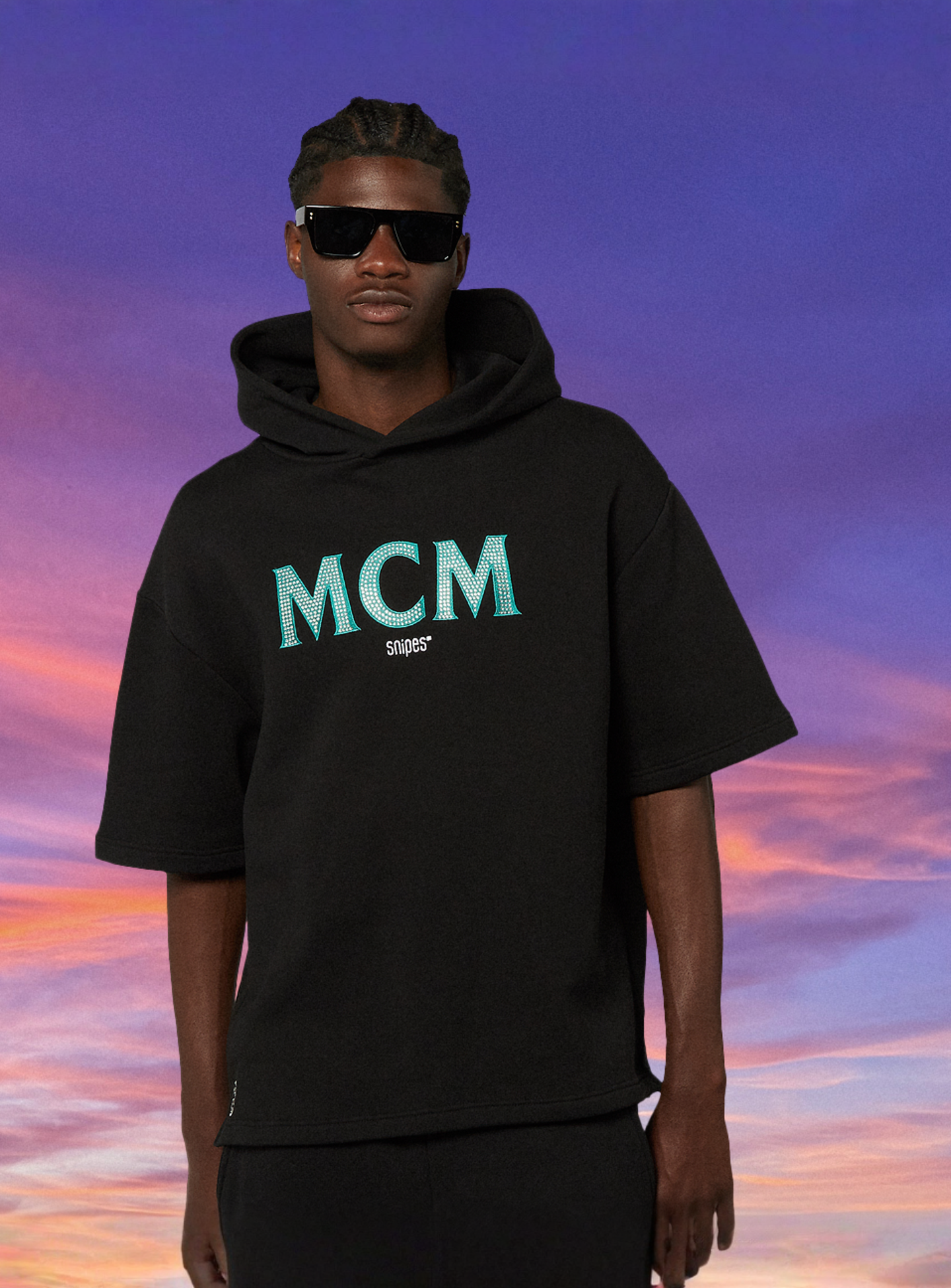 MCM x SNIPES, Miami Club Half Sleeve Hoodie, black, Image 1 of 6