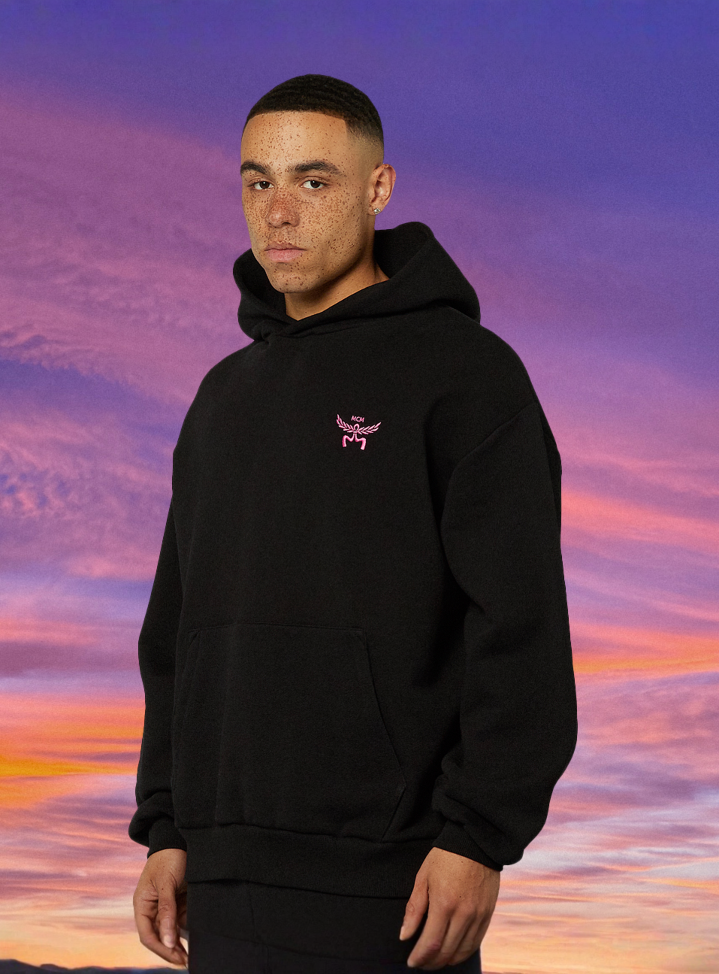 MCM x SNIPES, Flamingo Hoodie, black, Image 2 of 6