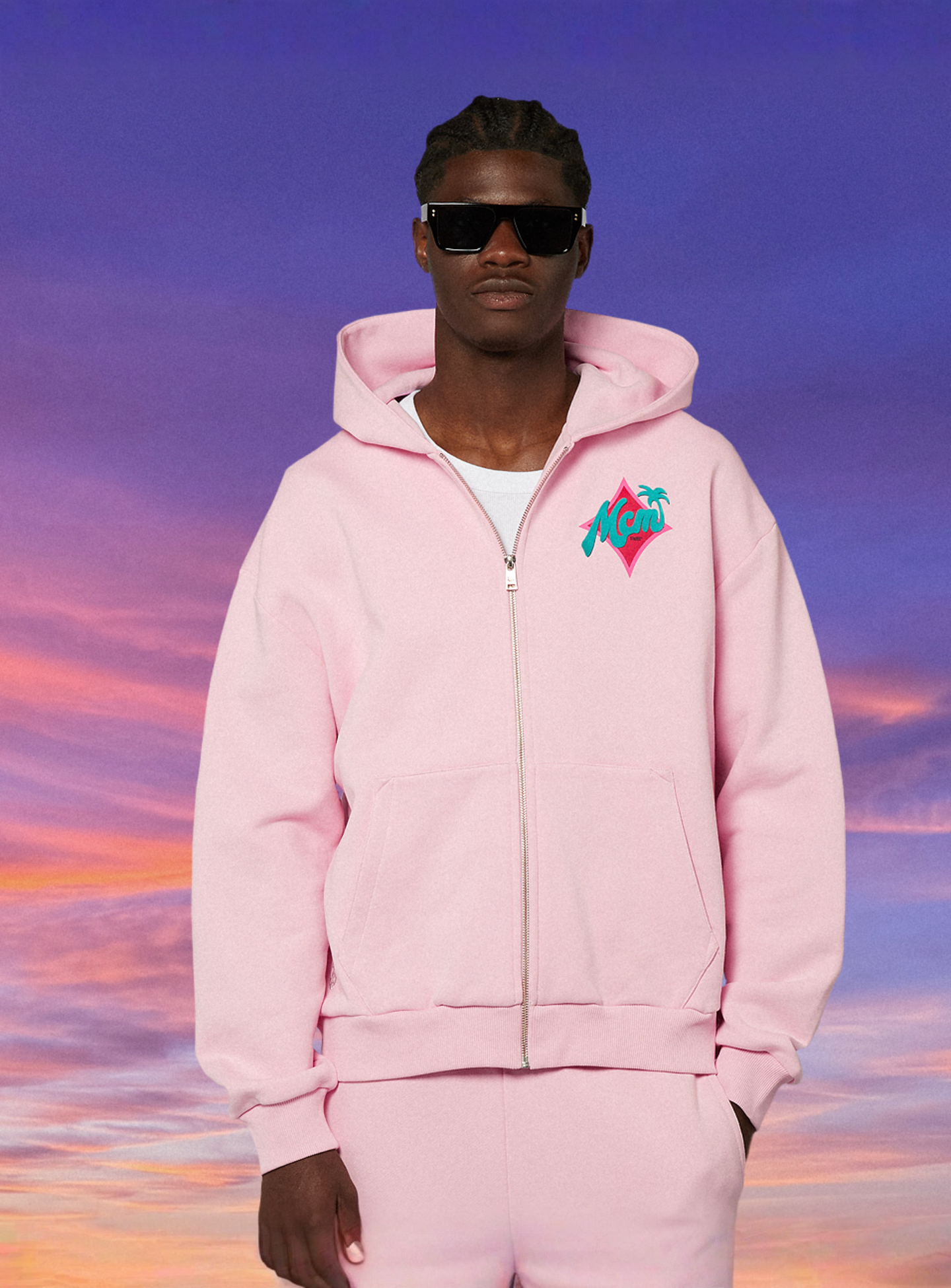 MCM x SNIPES, Palm Zip Hoodie, light pink, Image 2 of 6