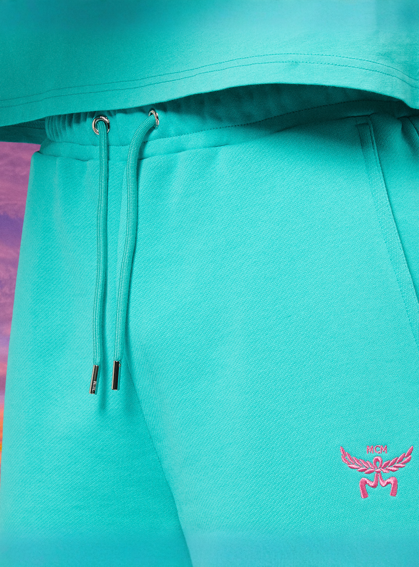 MCM x SNIPES, Miami Sweatshorts, turquoise, Image 3 of 5