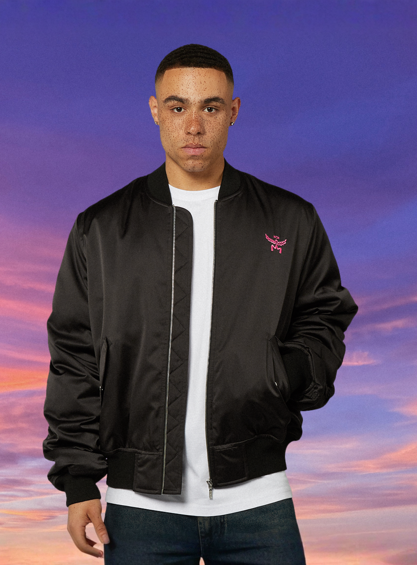 MCM x SNIPES, Miami Palm Bomber Jacket, black, Image 2 of 8